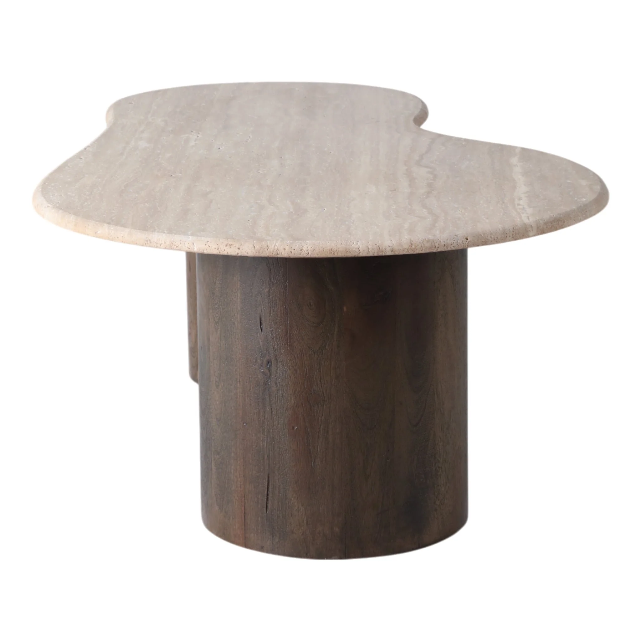 48x16 Curvy Travertine Top Coffee Table, Bwn 2bxs - Image 3