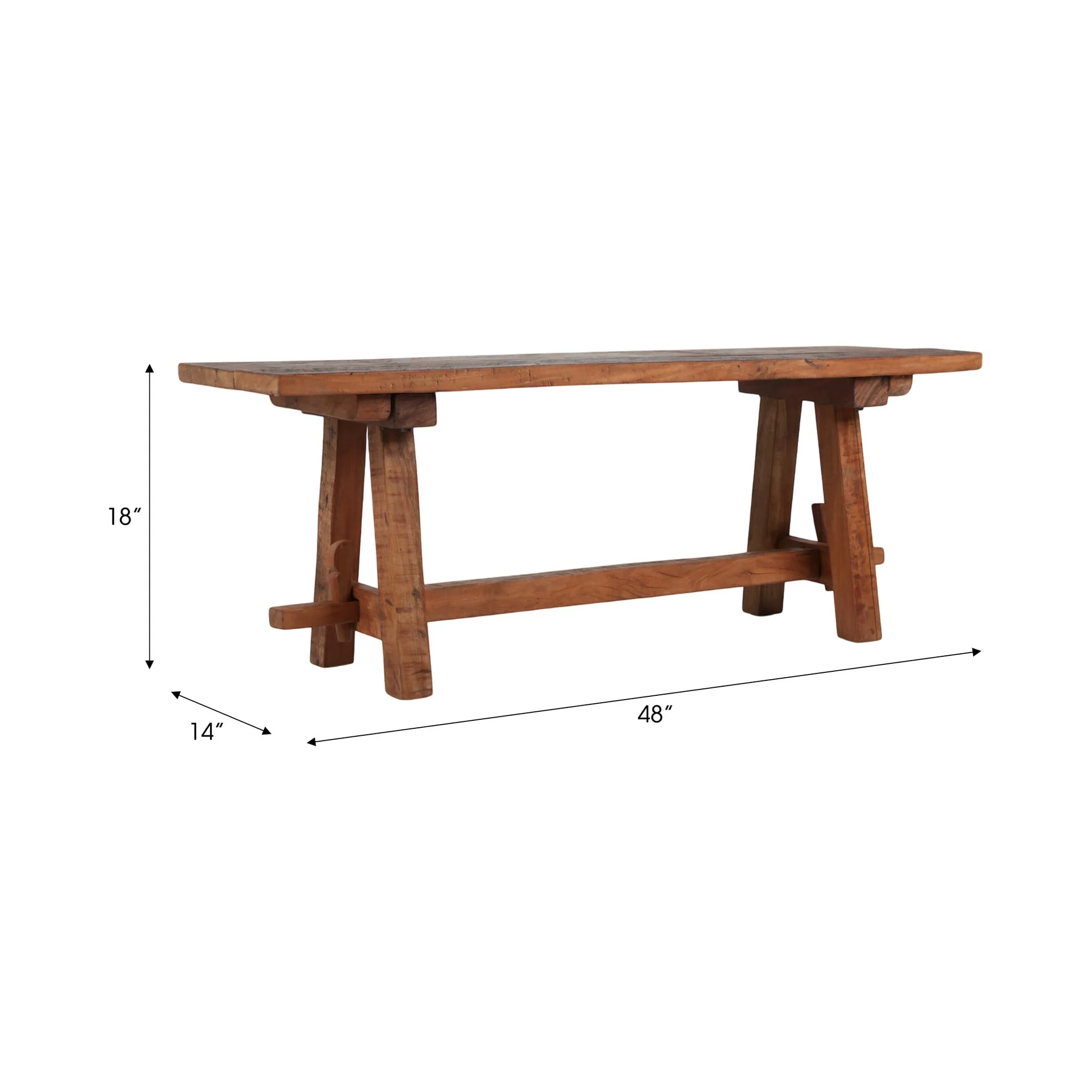 48x18 Reclaimed Wood Bench, Natural - Image 8