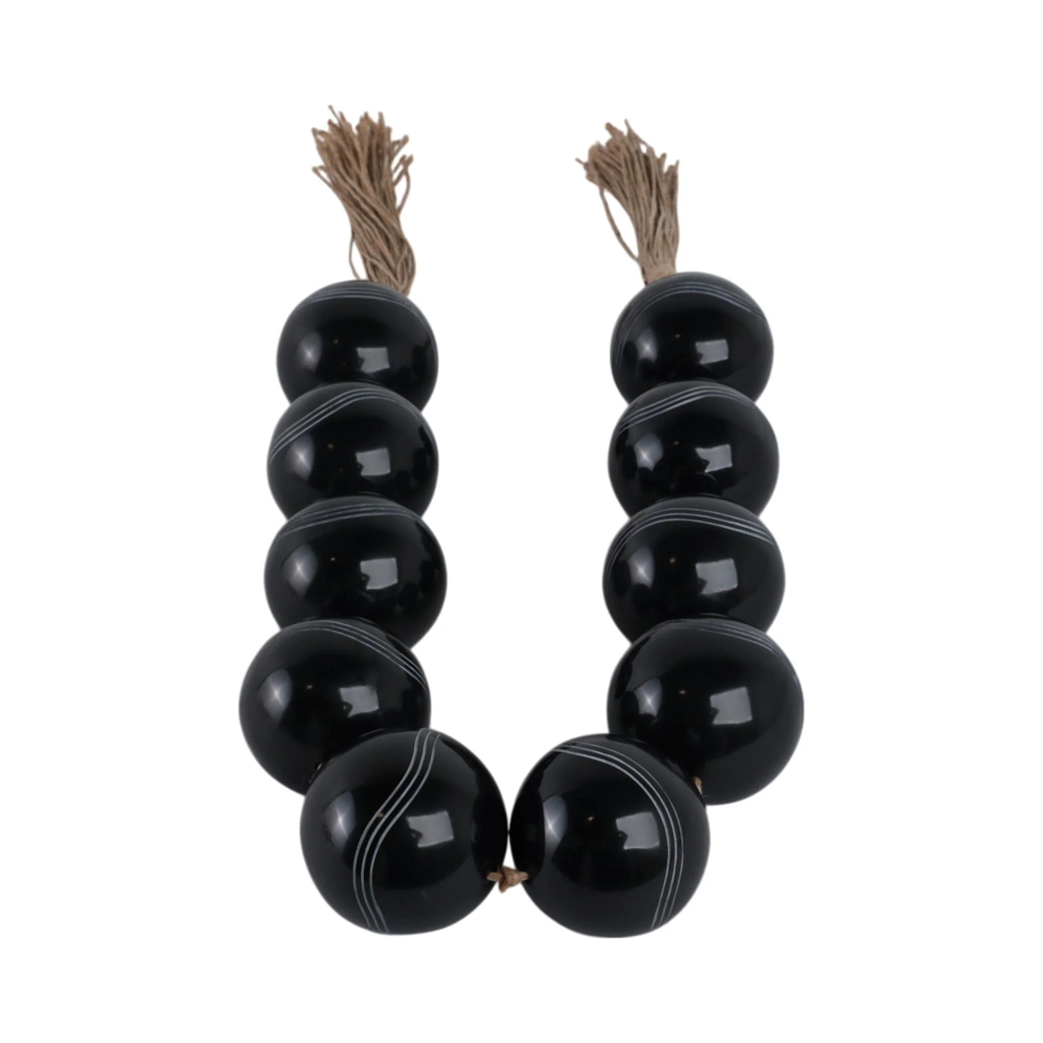 49x3" Carved Bead Garland, Black - Image 2