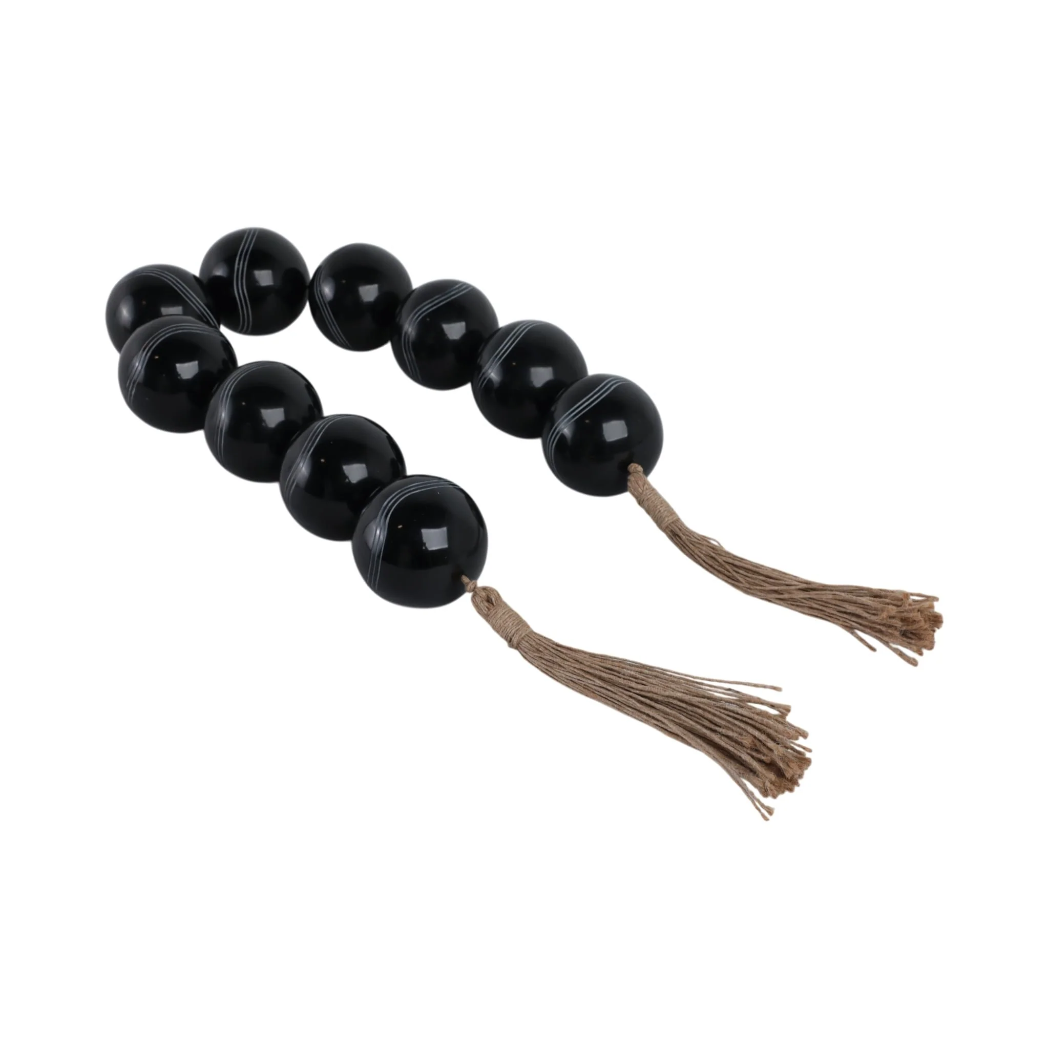 49x3" Carved Bead Garland, Black - Image 3