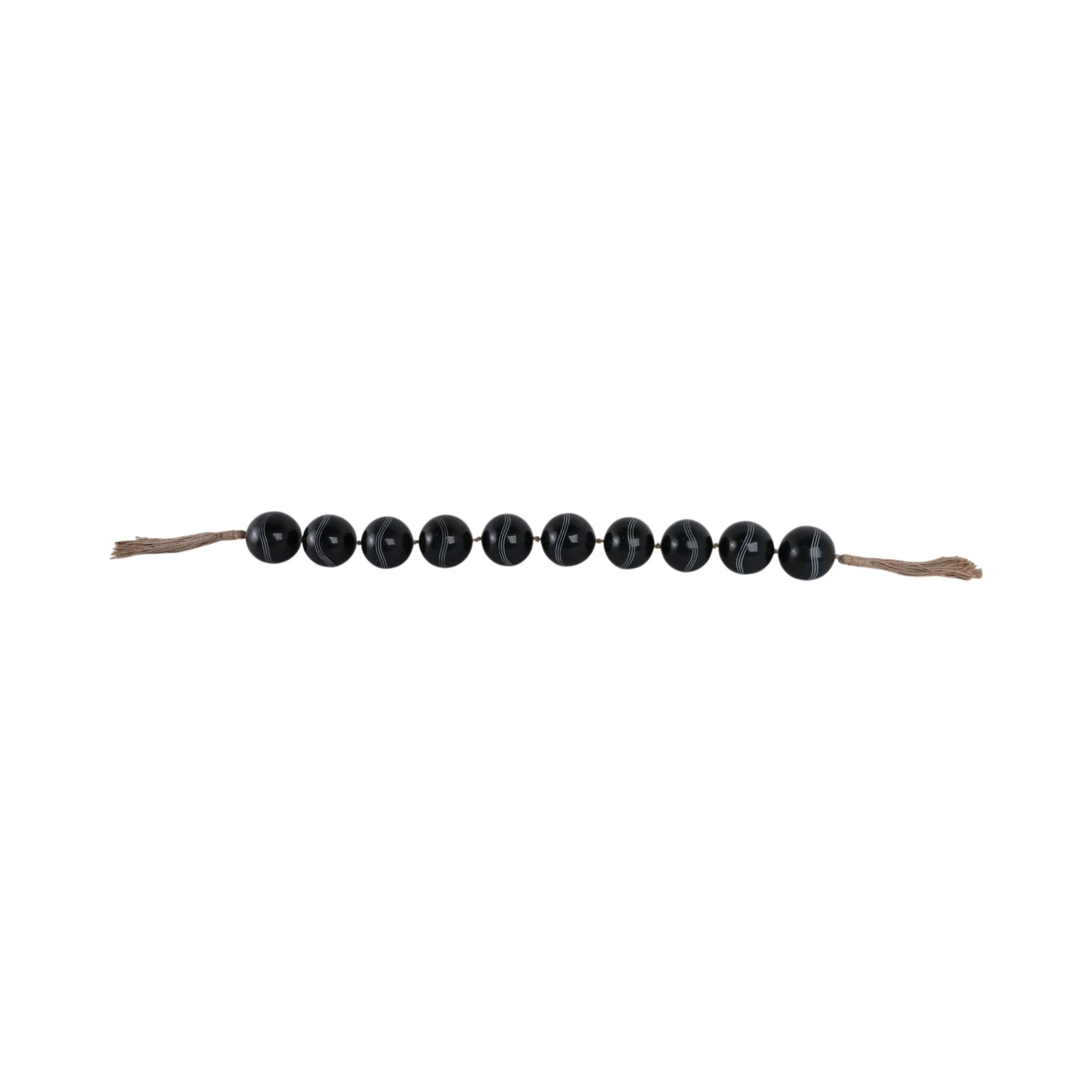 49x3" Carved Bead Garland, Black - Image 6