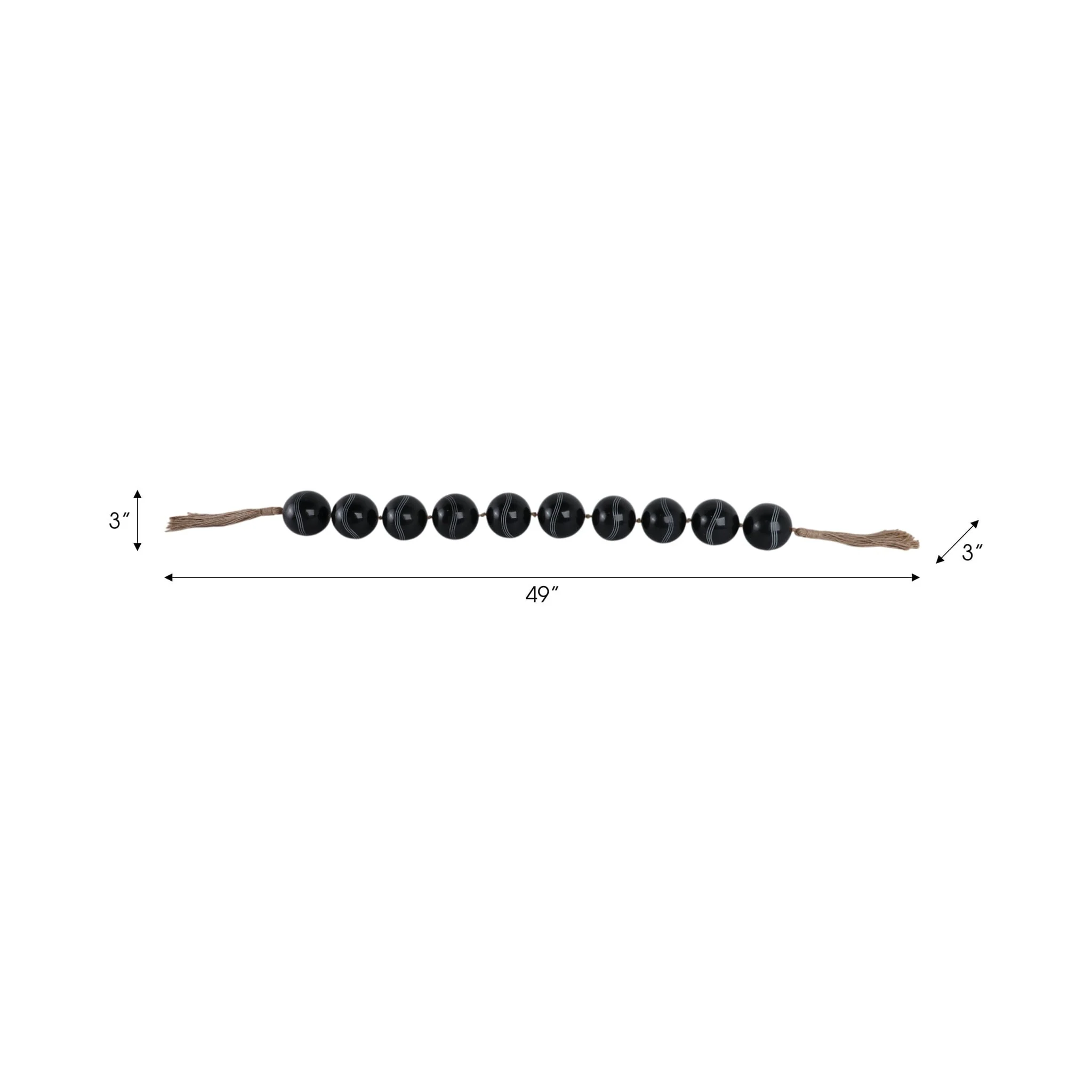 49x3" Carved Bead Garland, Black - Image 7
