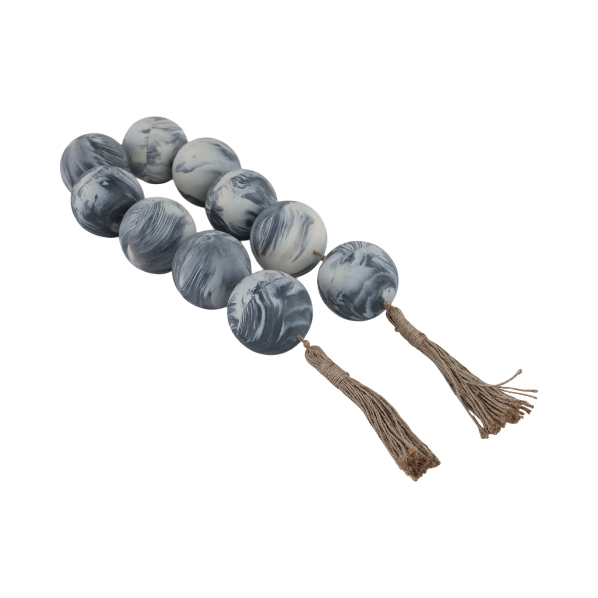 49x3" Marbled Bead Garland, Black/white - Image 2