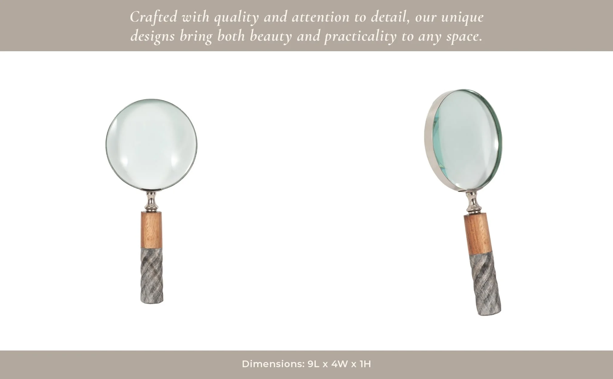 4"d Magnifying Glass, 2-tone Brown/gray - Image 10