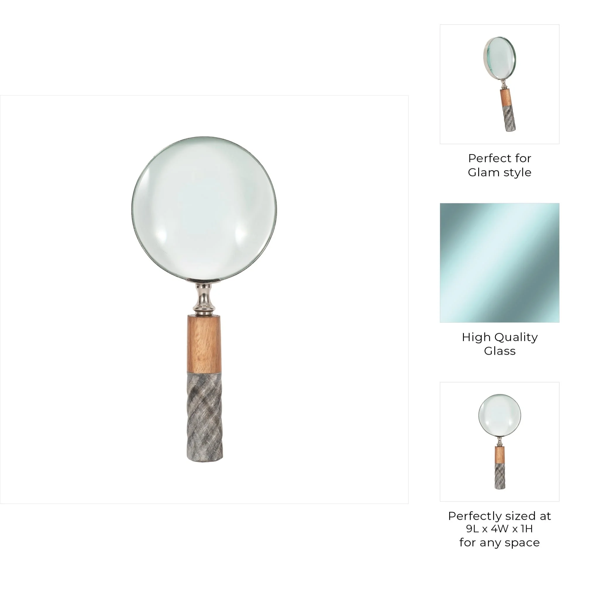4"d Magnifying Glass, 2-tone Brown/gray - Image 7