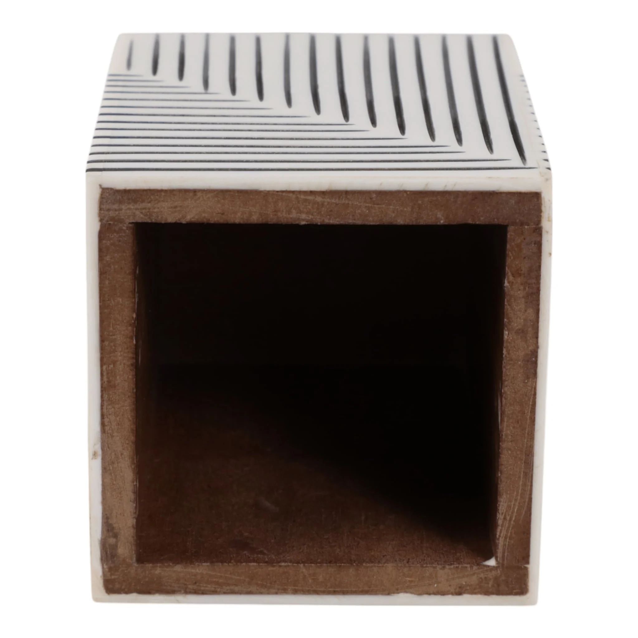 4x3" Ridged Lines Resin Pencil Cup, Black/white - Image 6