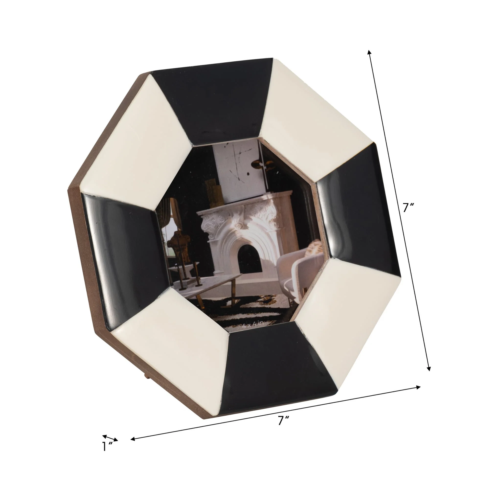 4x4 Contemporary Octagon Photo Frame, Black/white - Image 6