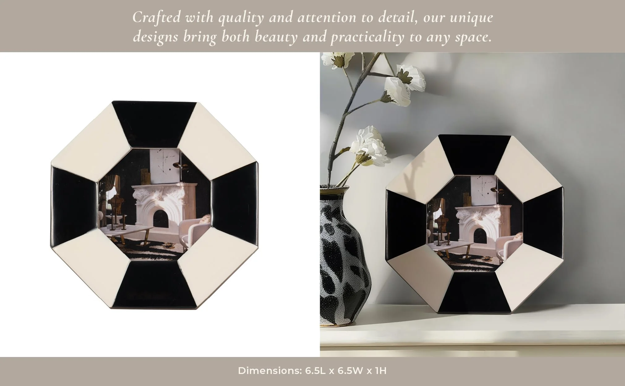 4x4 Contemporary Octagon Photo Frame, Black/white - Image 9