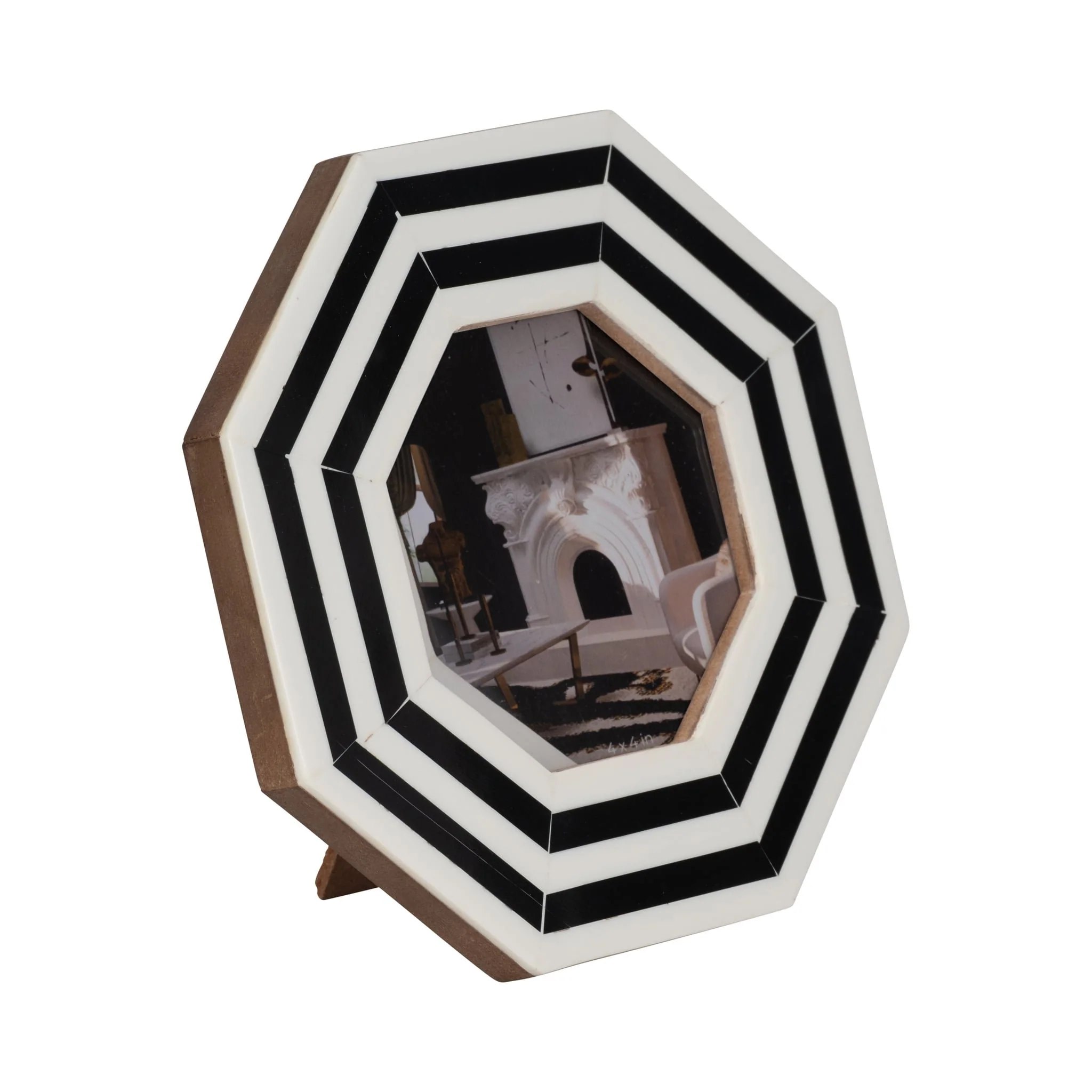 4x4 Lines Octagon Photo Frame, Black/white - Image 2