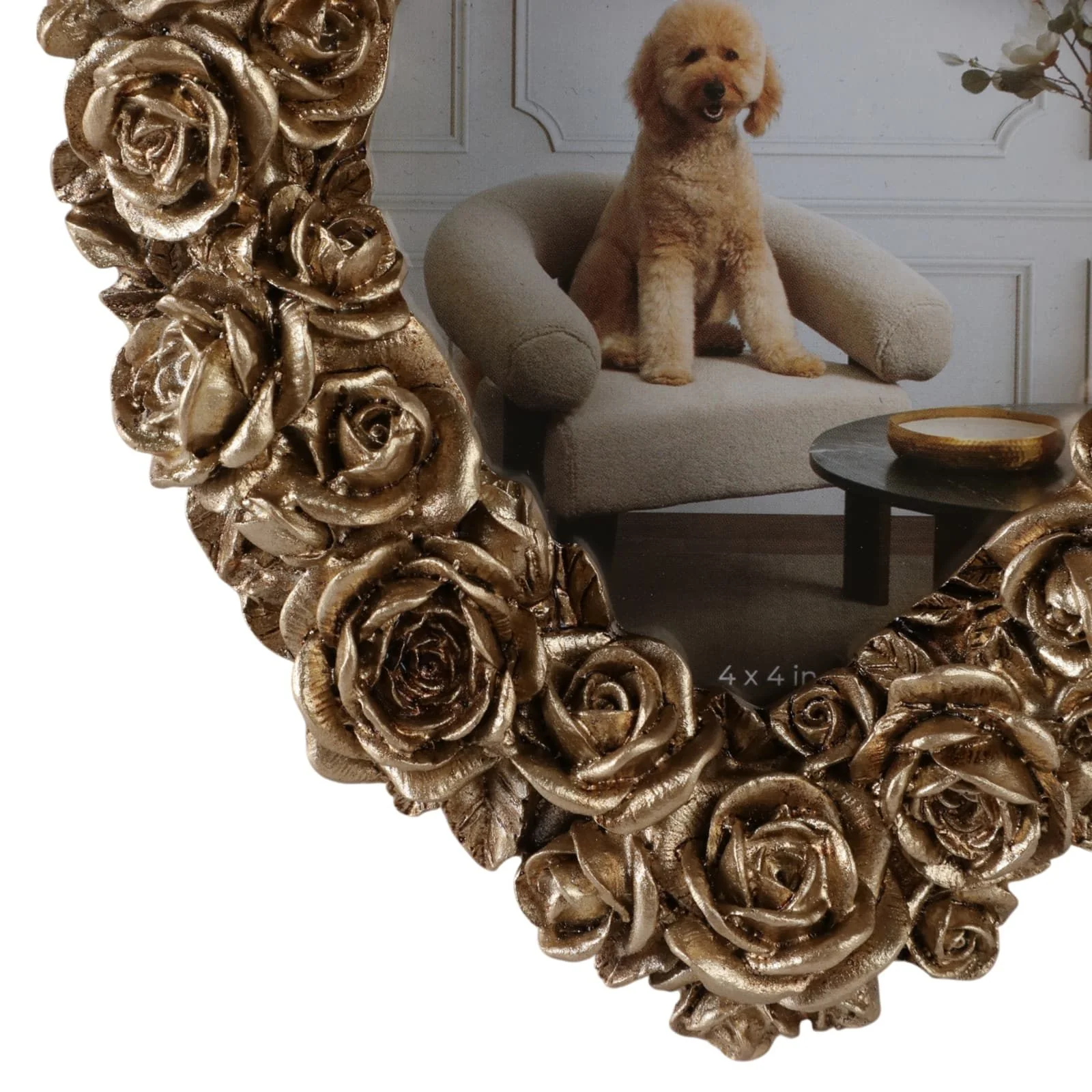 4x4 Rosette Heart Photo Frame, Gold - Image 5
