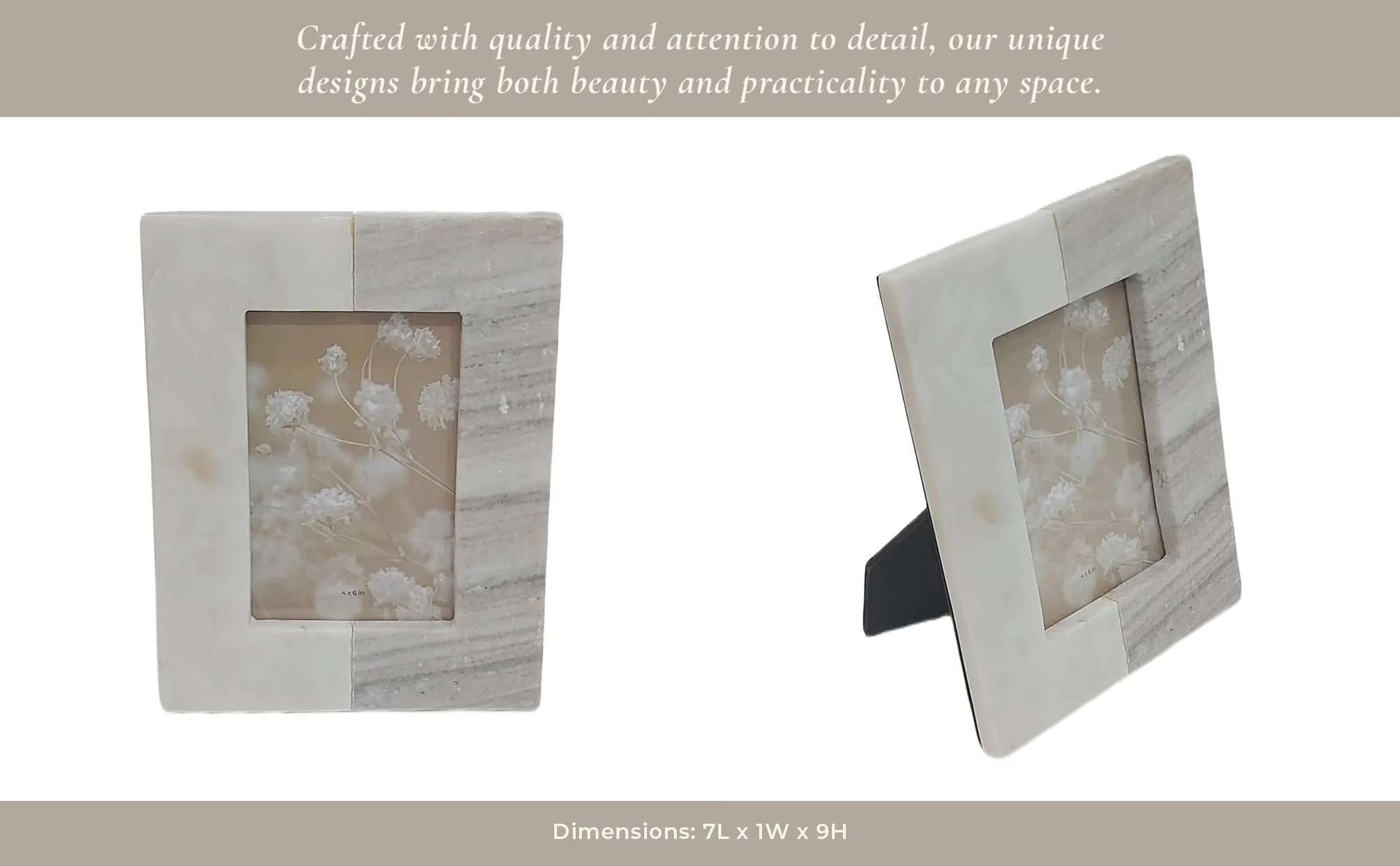 4x6 2-tone Marble Photo Frame, Beige/white - Image 13