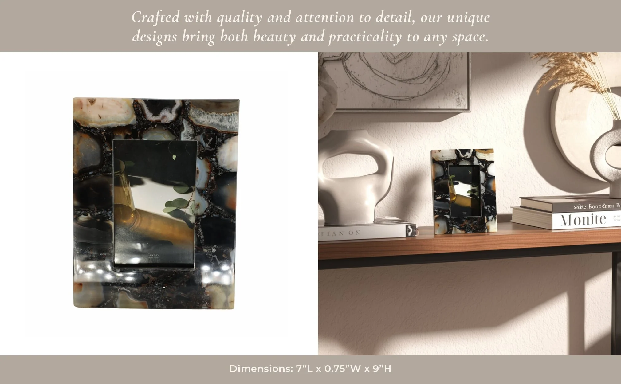 4x6 Agate Photo Frame, Black Multi - Image 5