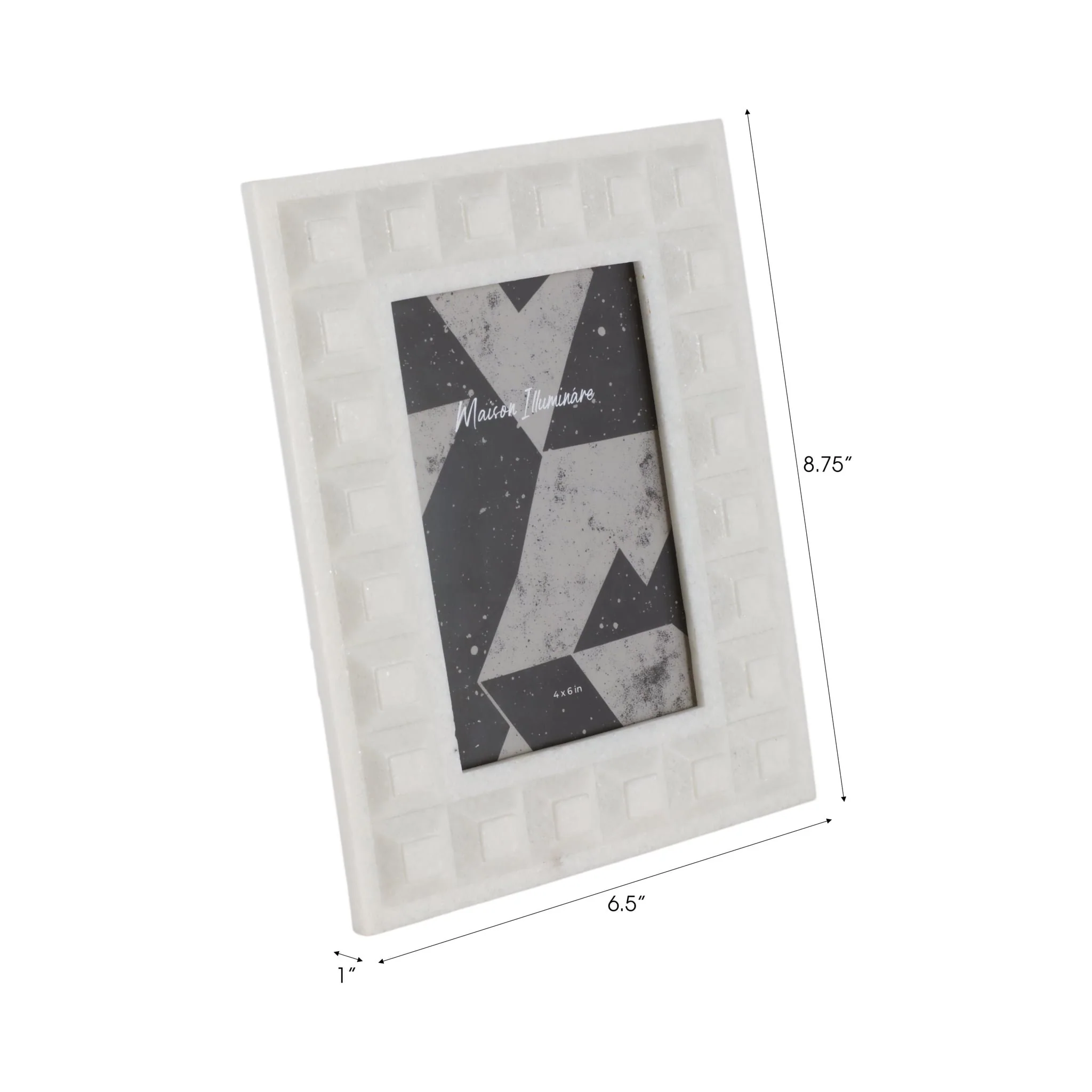 4x6" Block Border Quartz Resin Photo Frame, White - Image 2