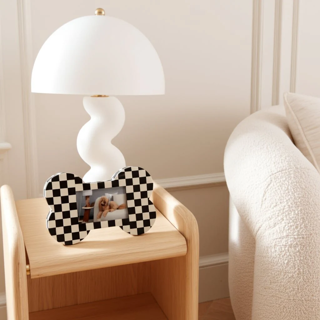 4x6 Checkerboard Dog Bone Photo Frame, Ivory/black - Image 11