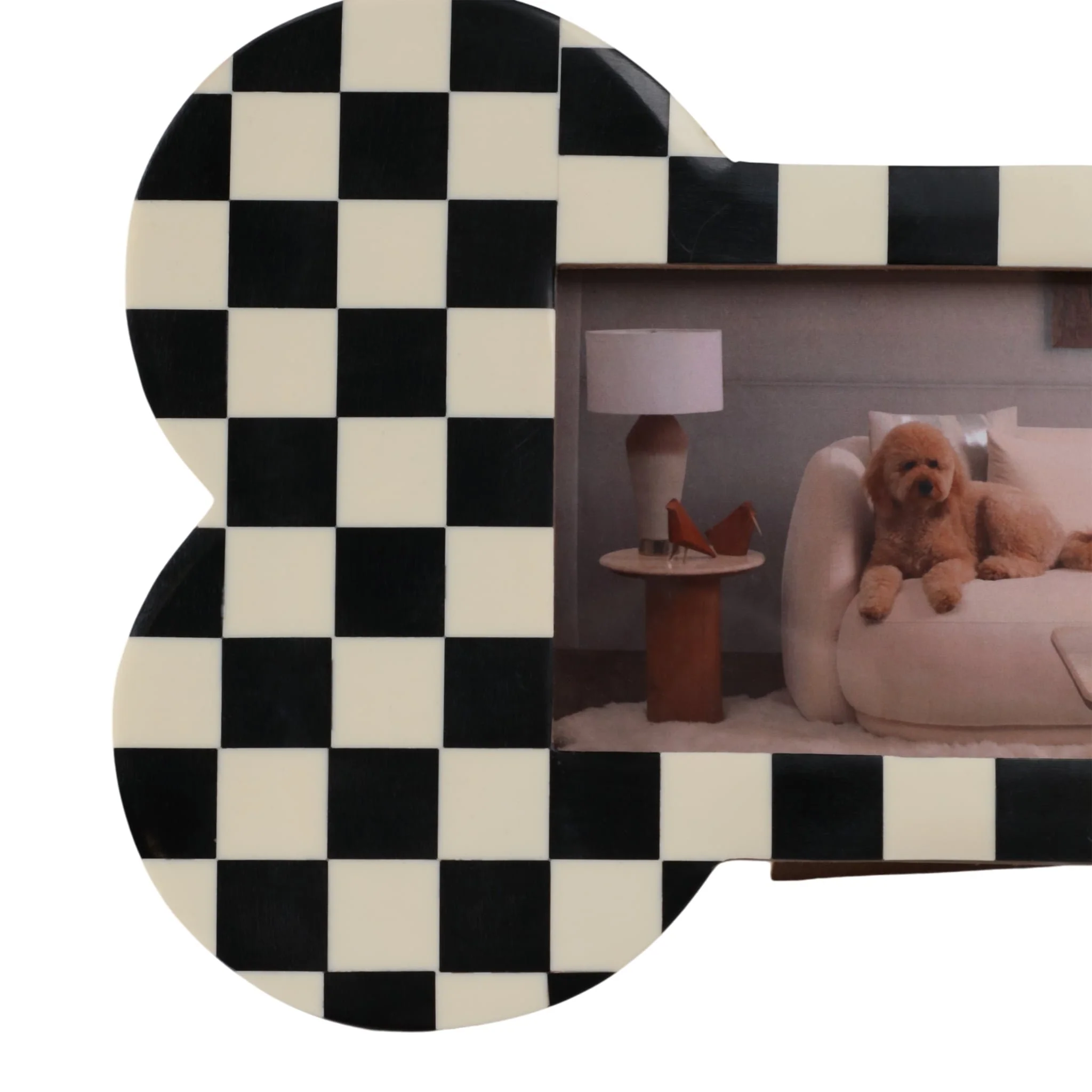 4x6 Checkerboard Dog Bone Photo Frame, Ivory/black - Image 5