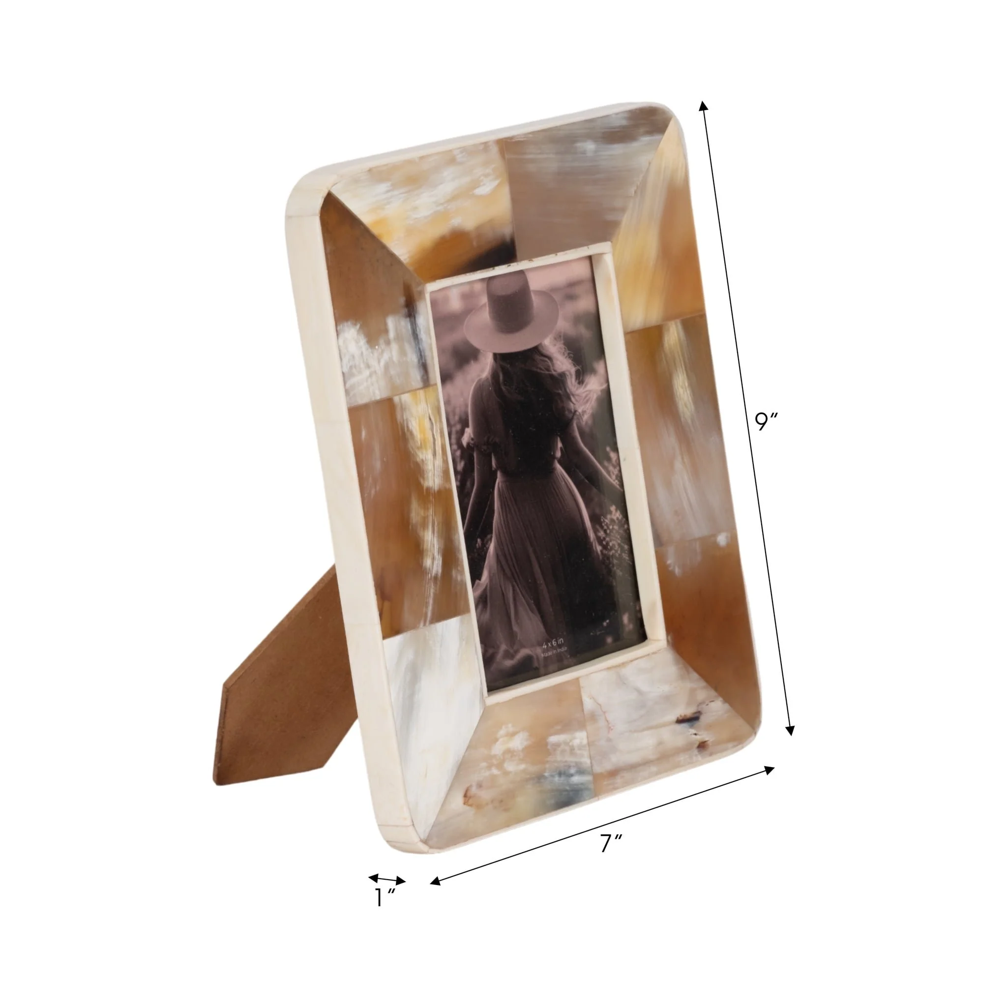 4x6 Curved Edge Horn Photo Frame, Tan Multi - Image 7