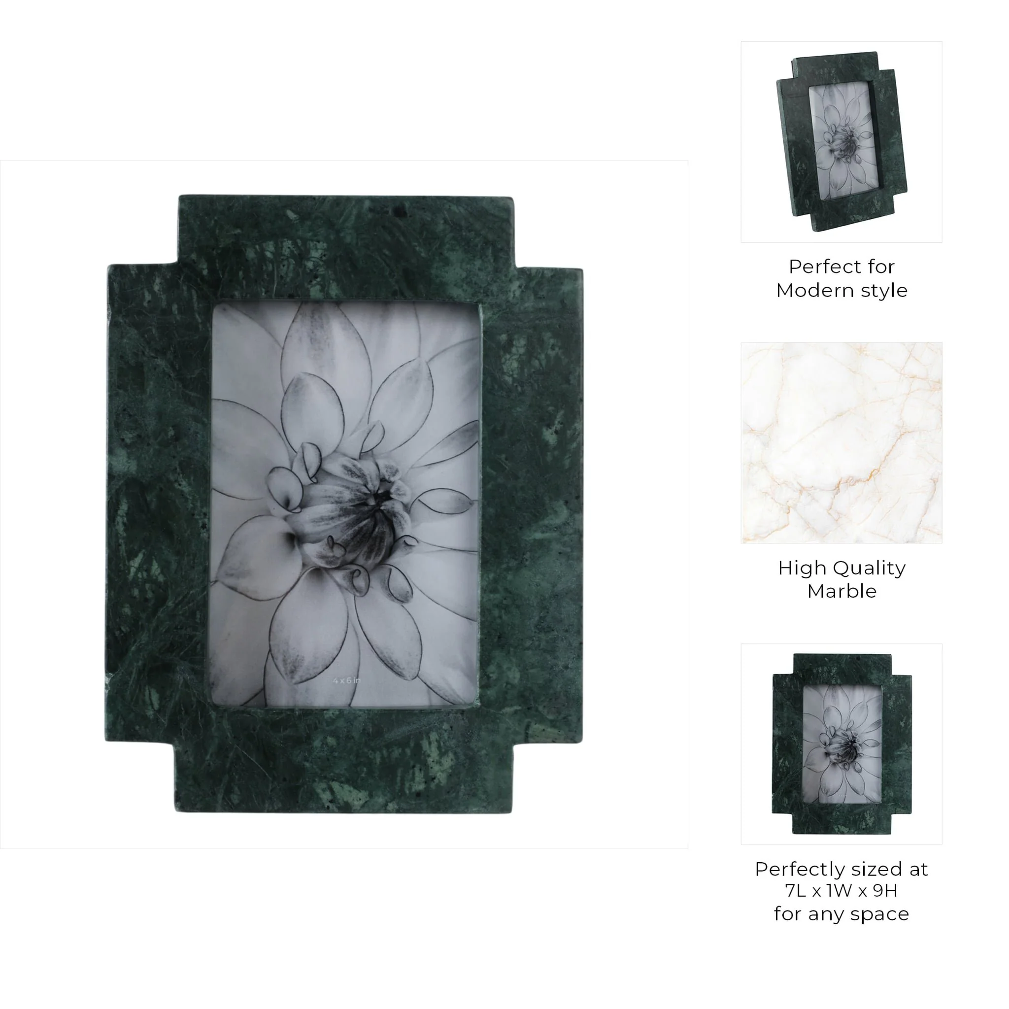 4x6 Cut Corners Marble Photo Frame, Green - Image 8