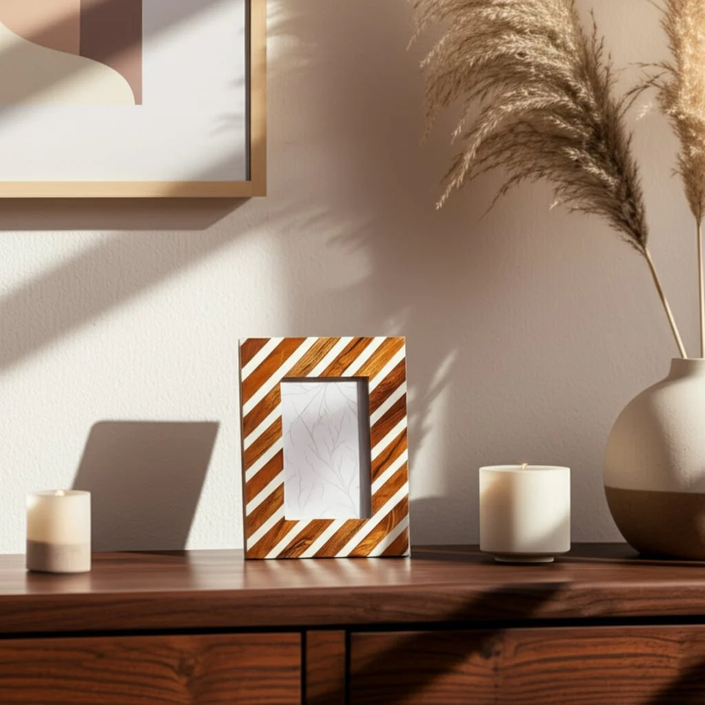 4x6 Diagonal Lines Photo Frame, Natural/ivory - Image 9