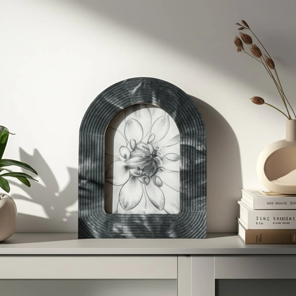 4x6 Grooved Arch Photo Frame, Marbled Grey - Image 12