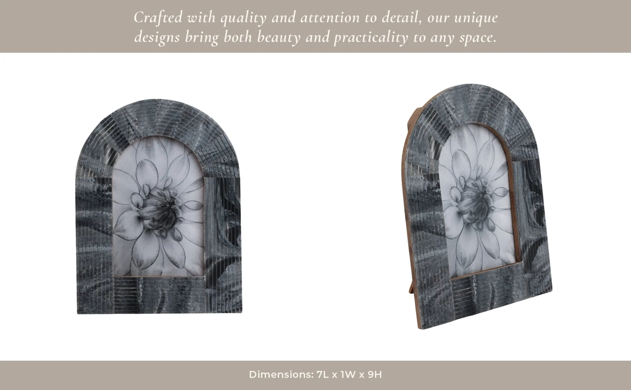 4x6 Grooved Arch Photo Frame, Marbled Grey - Image 13