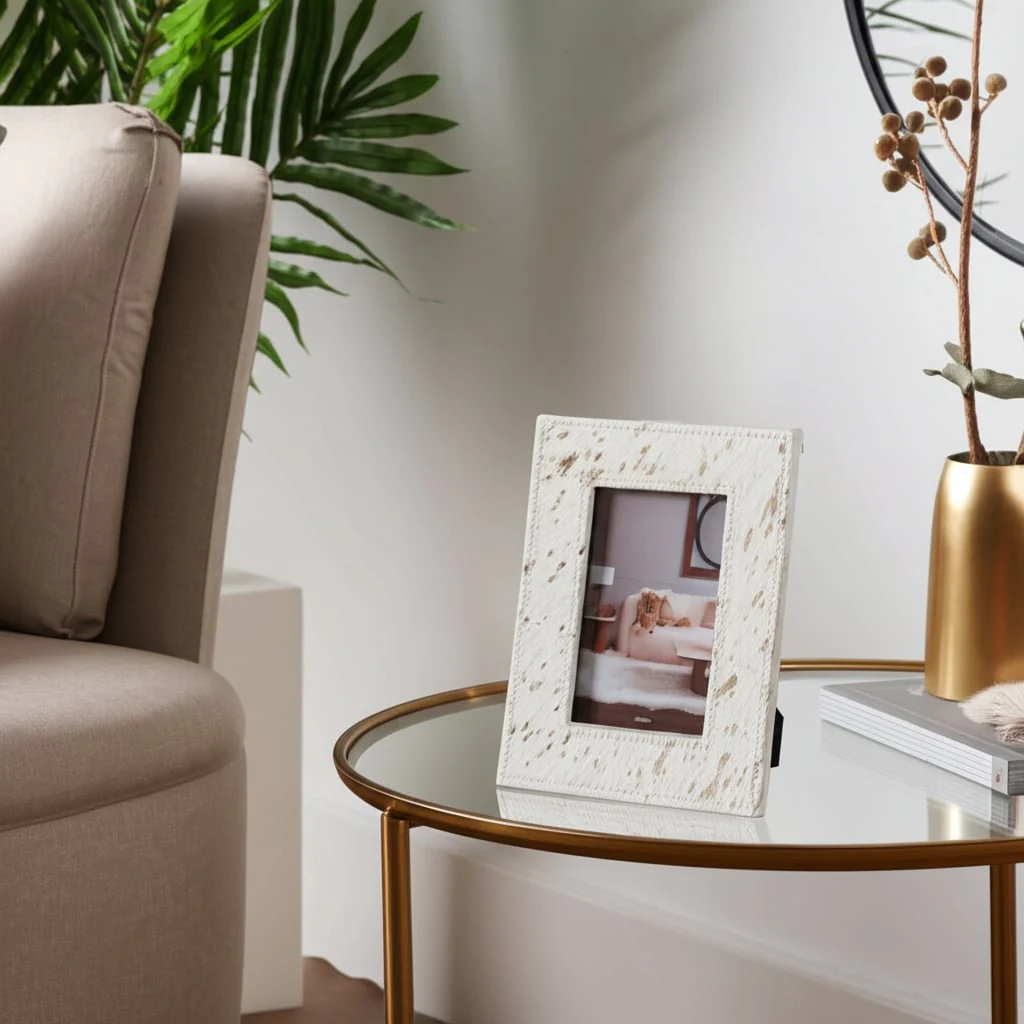 4x6" Hair On Hide Speckled Photo Frame, Tan - Image 12