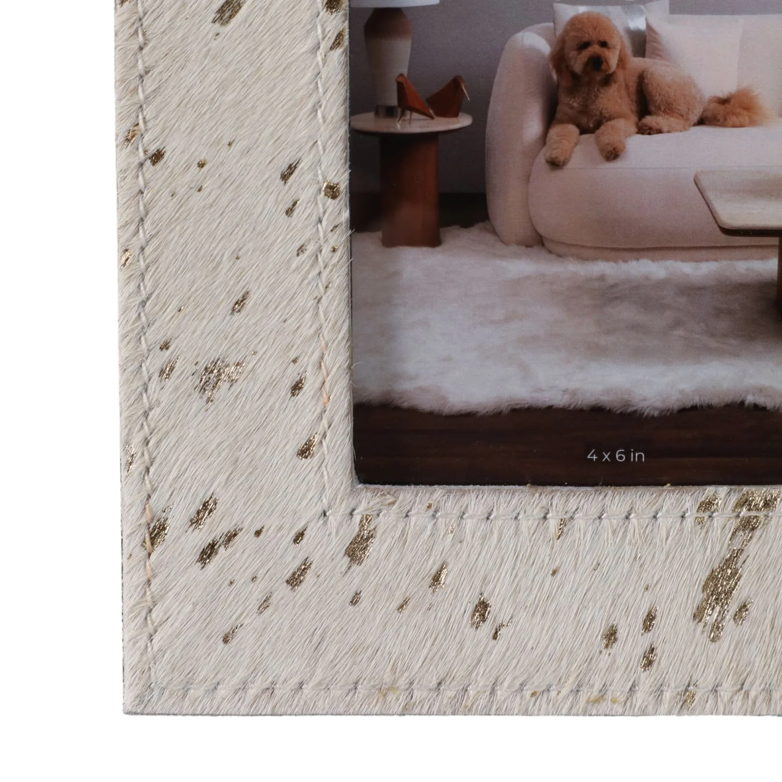 4x6" Hair On Hide Speckled Photo Frame, Tan - Image 4