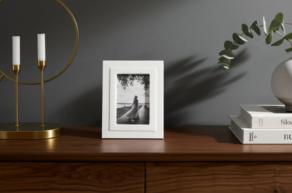 4x6 Marble Border Photo Frame, White - Image 10