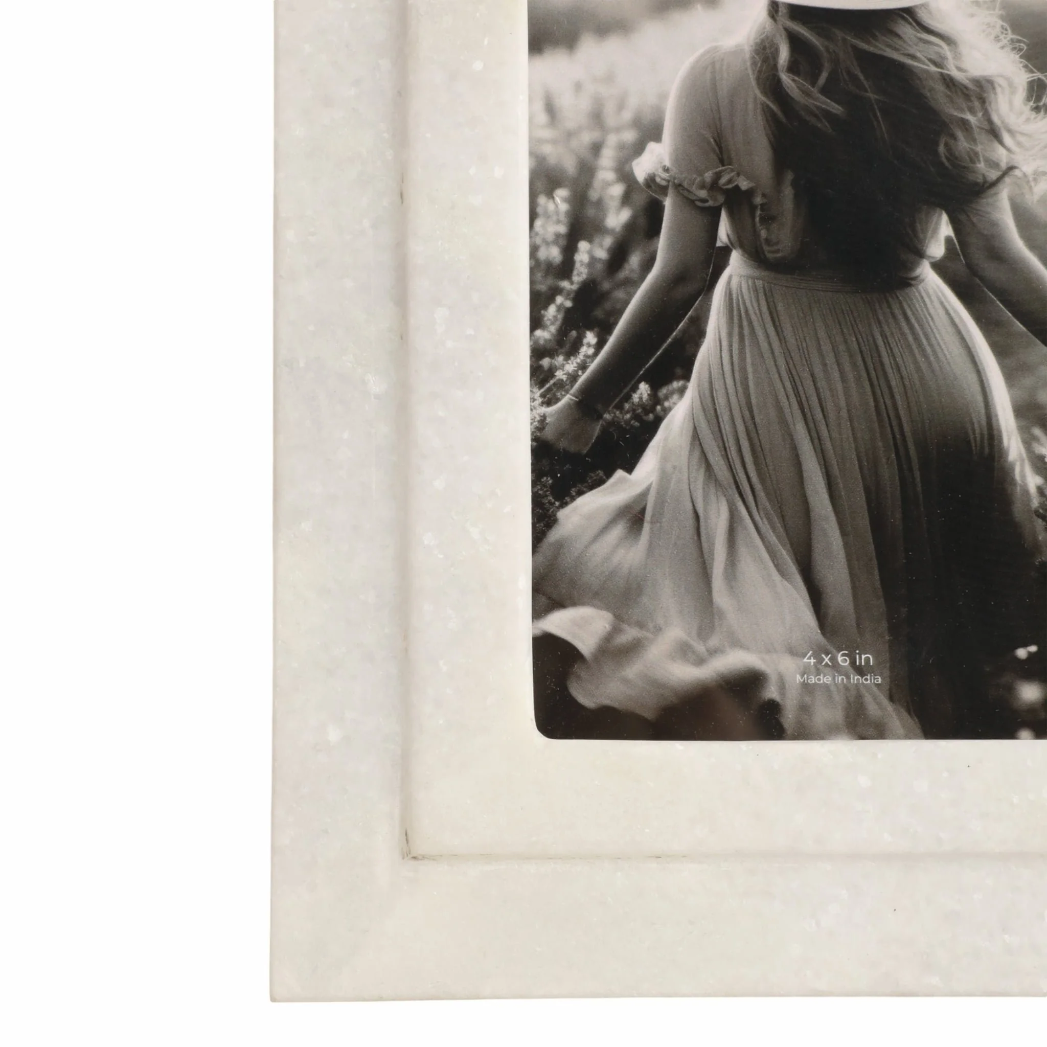 4x6 Marble Border Photo Frame, White - Image 5