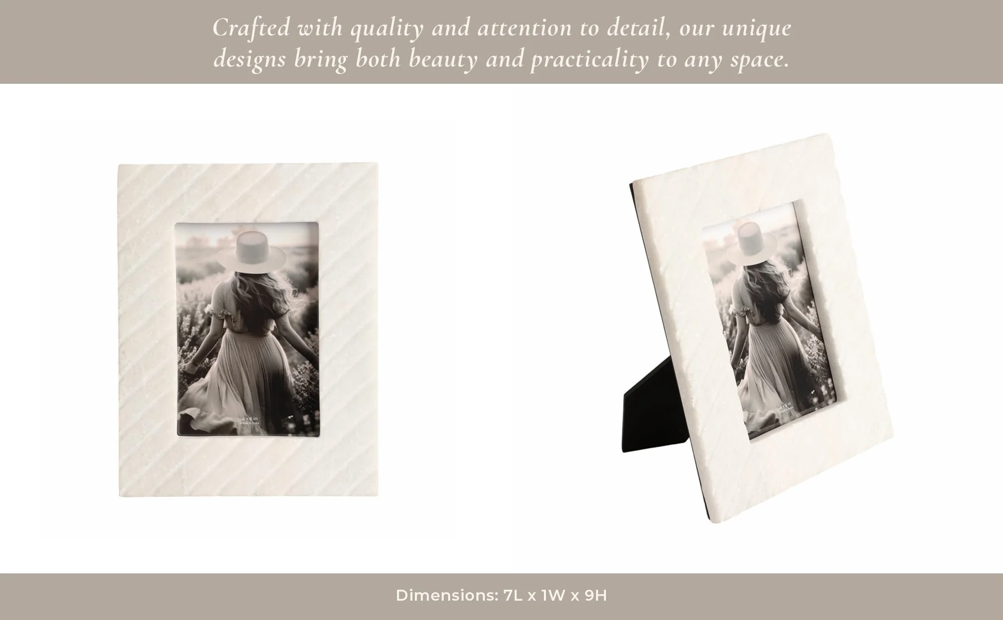4x6 Marble Ridged Photo Frame, White - Image 11