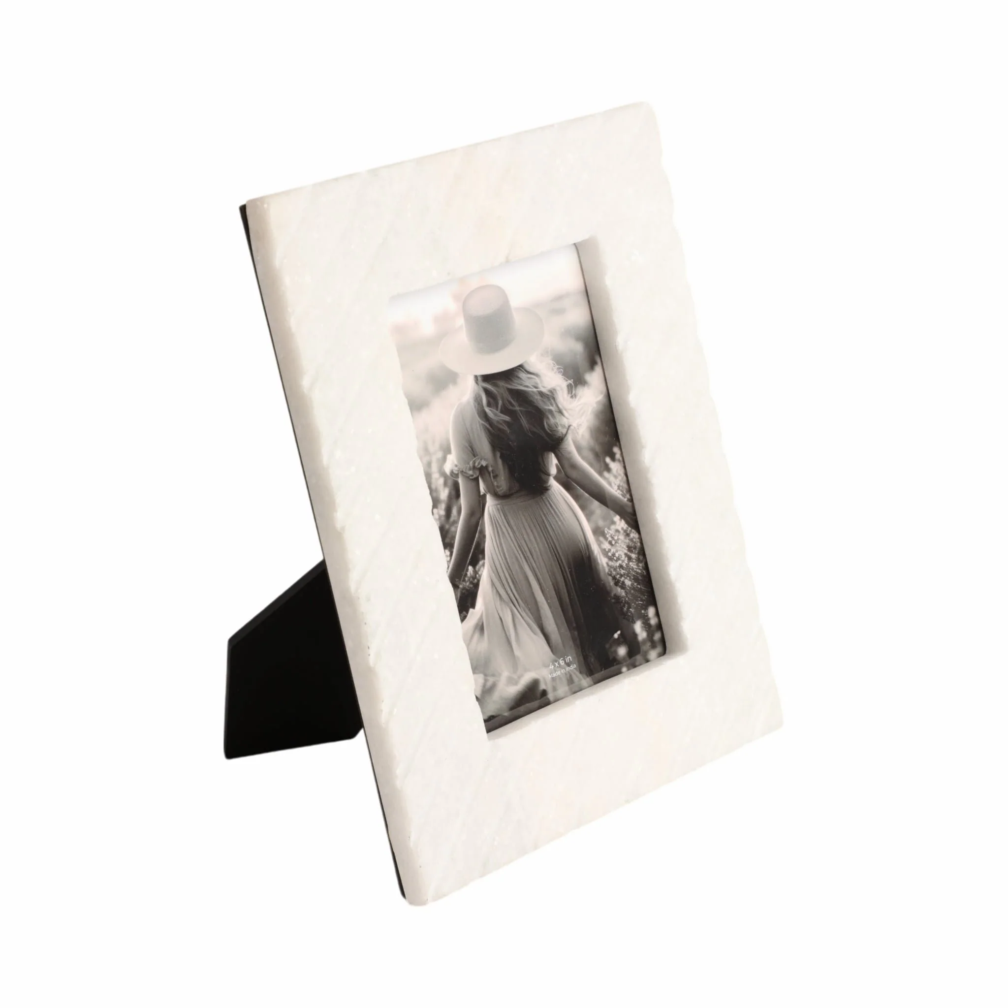 4x6 Marble Ridged Photo Frame, White - Image 2