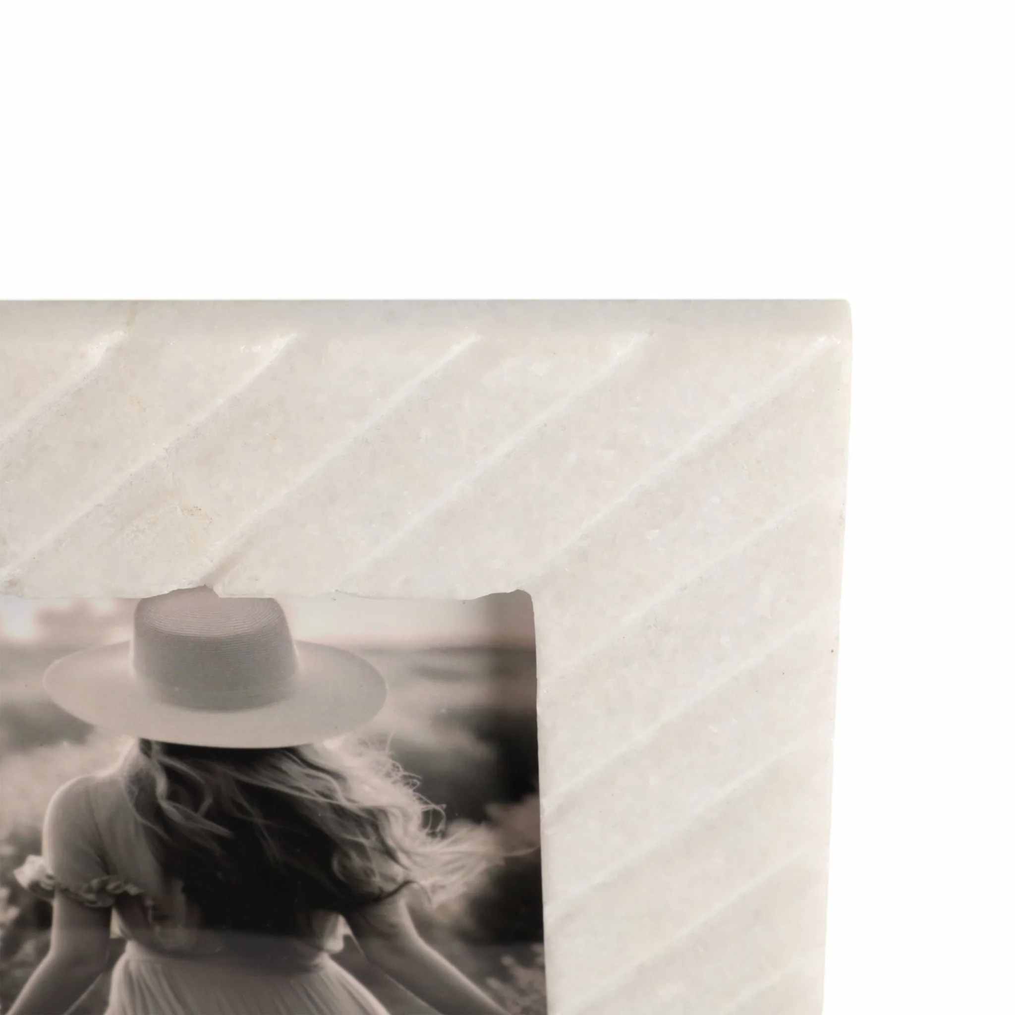 4x6 Marble Ridged Photo Frame, White - Image 6