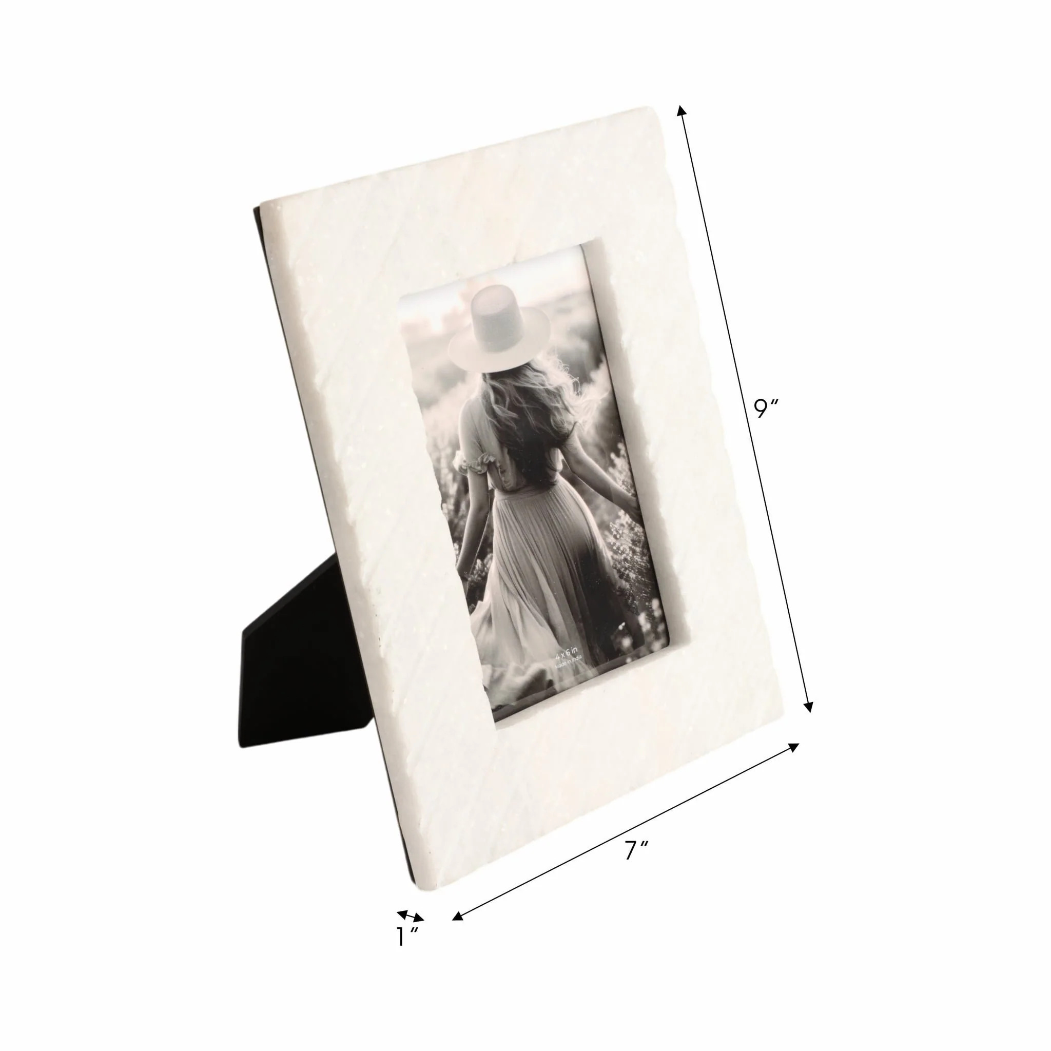 4x6 Marble Ridged Photo Frame, White - Image 7