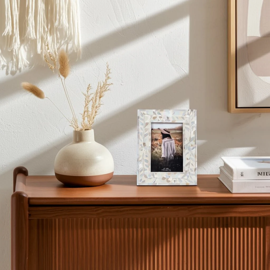 4x6 Mother Of Pearl Inlay Vine Photo Frame, Ivory - Image 10