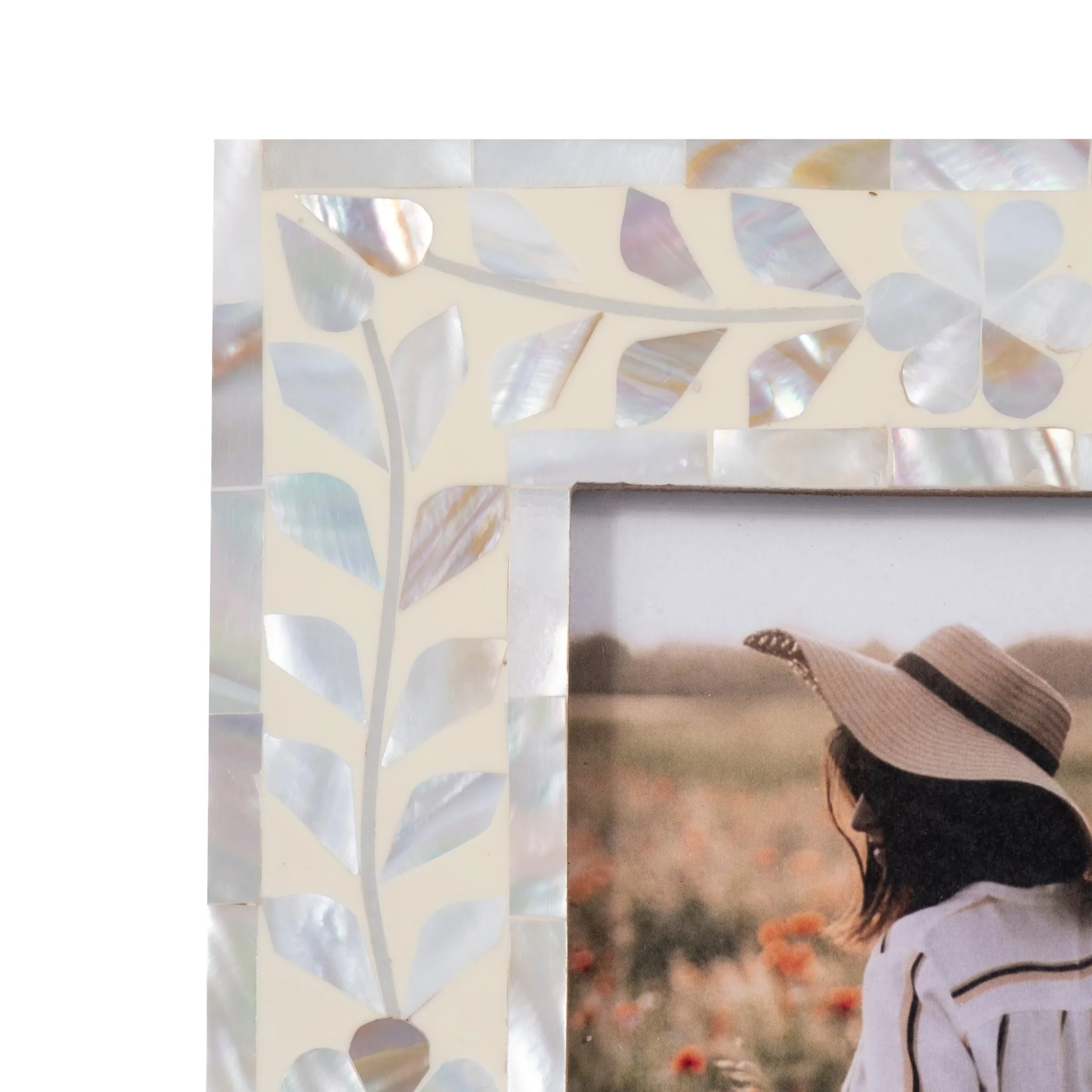 4x6 Mother Of Pearl Inlay Vine Photo Frame, Ivory - Image 5