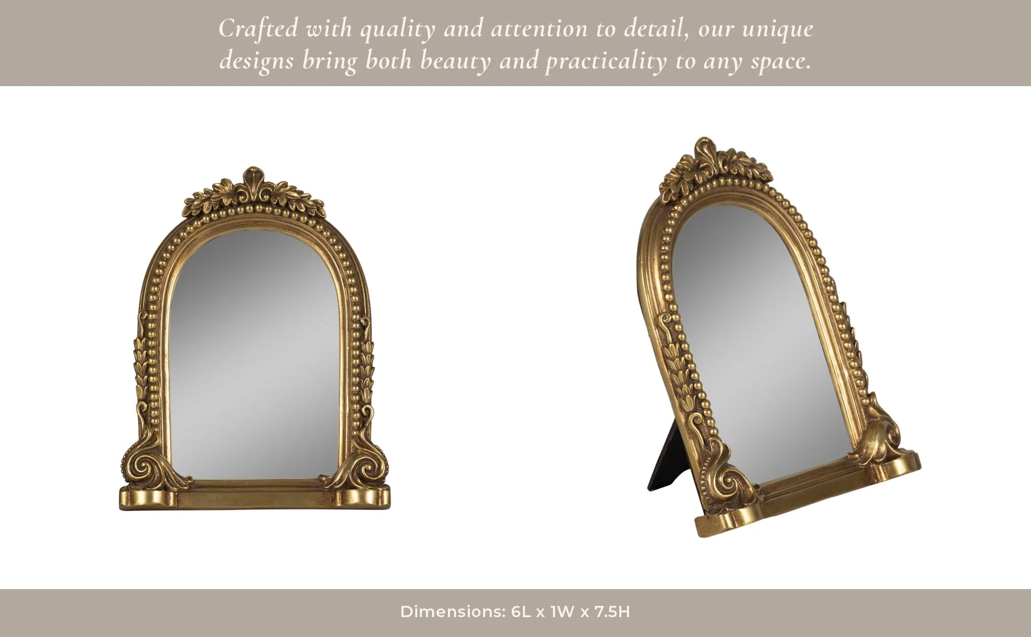 4x6 Ornate Arch Photo Frame, Gold - Image 10