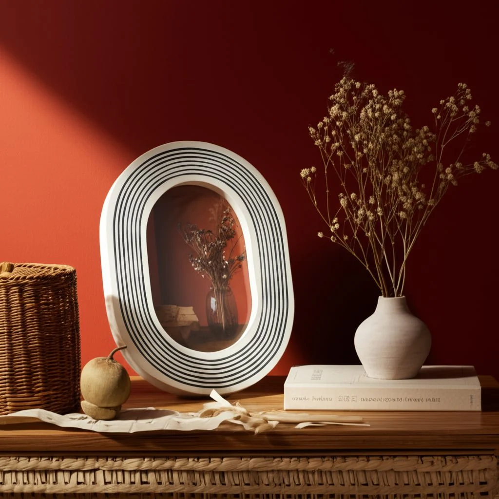 4x6 Oval Etched Lines Photo Frame, White/black - Image 12