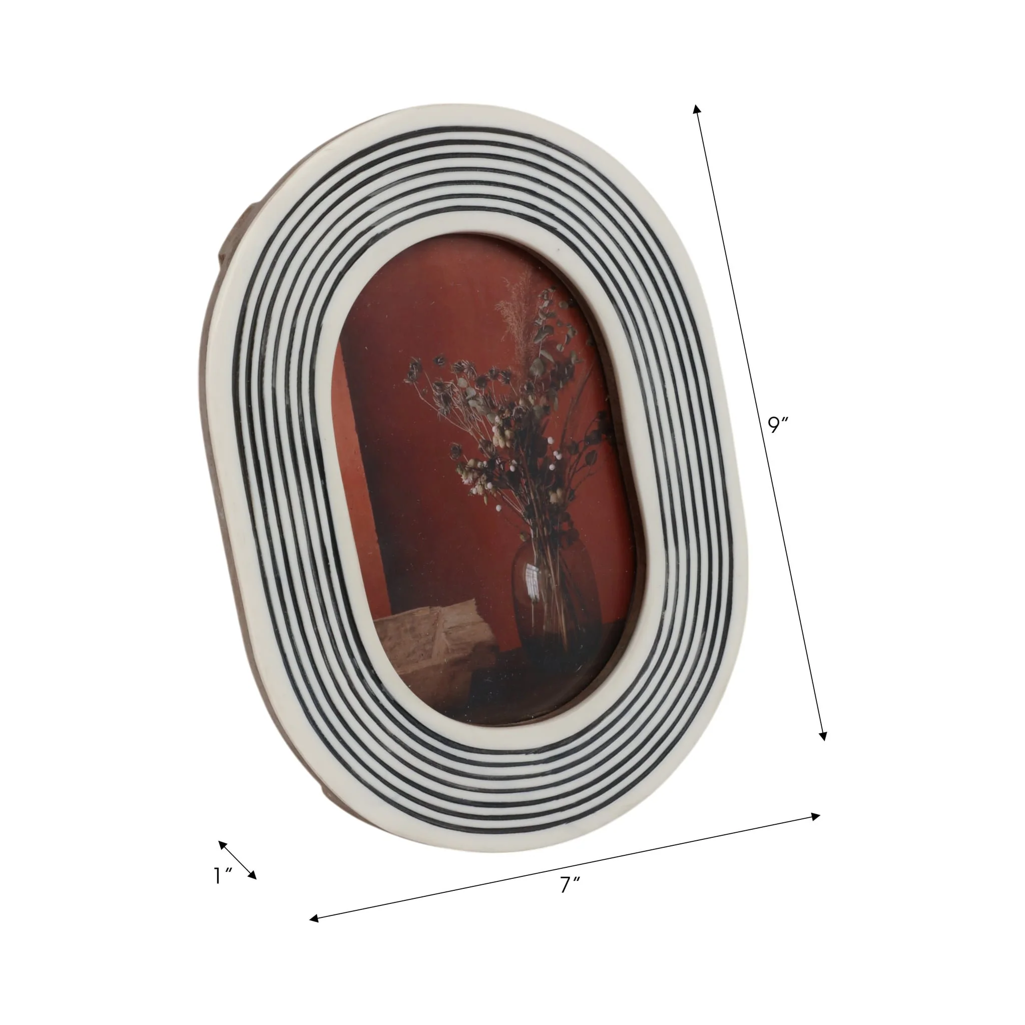 4x6 Oval Etched Lines Photo Frame, White/black - Image 7