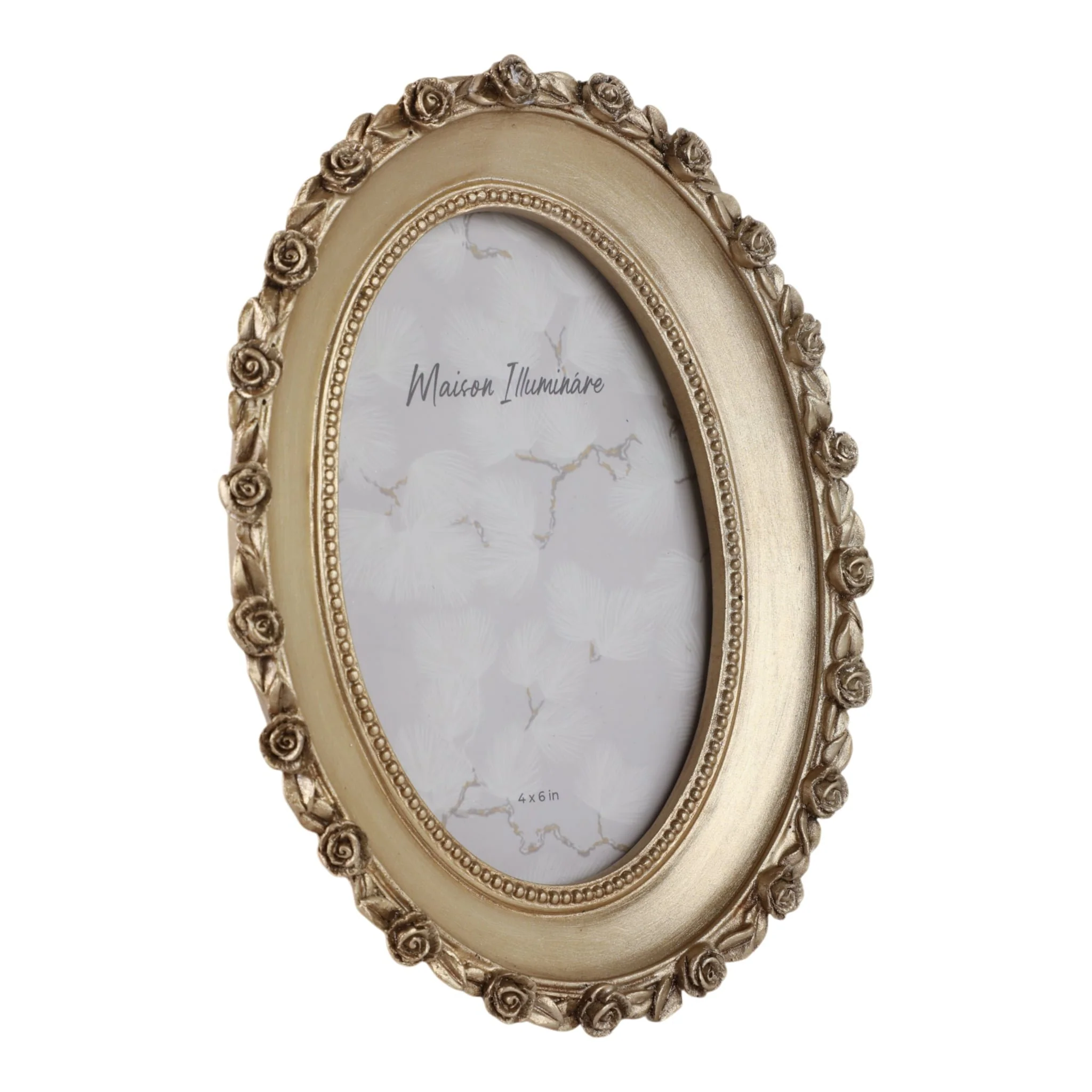 4x6 Oval Photo Frame With Rosette Border, Gold - Image 2