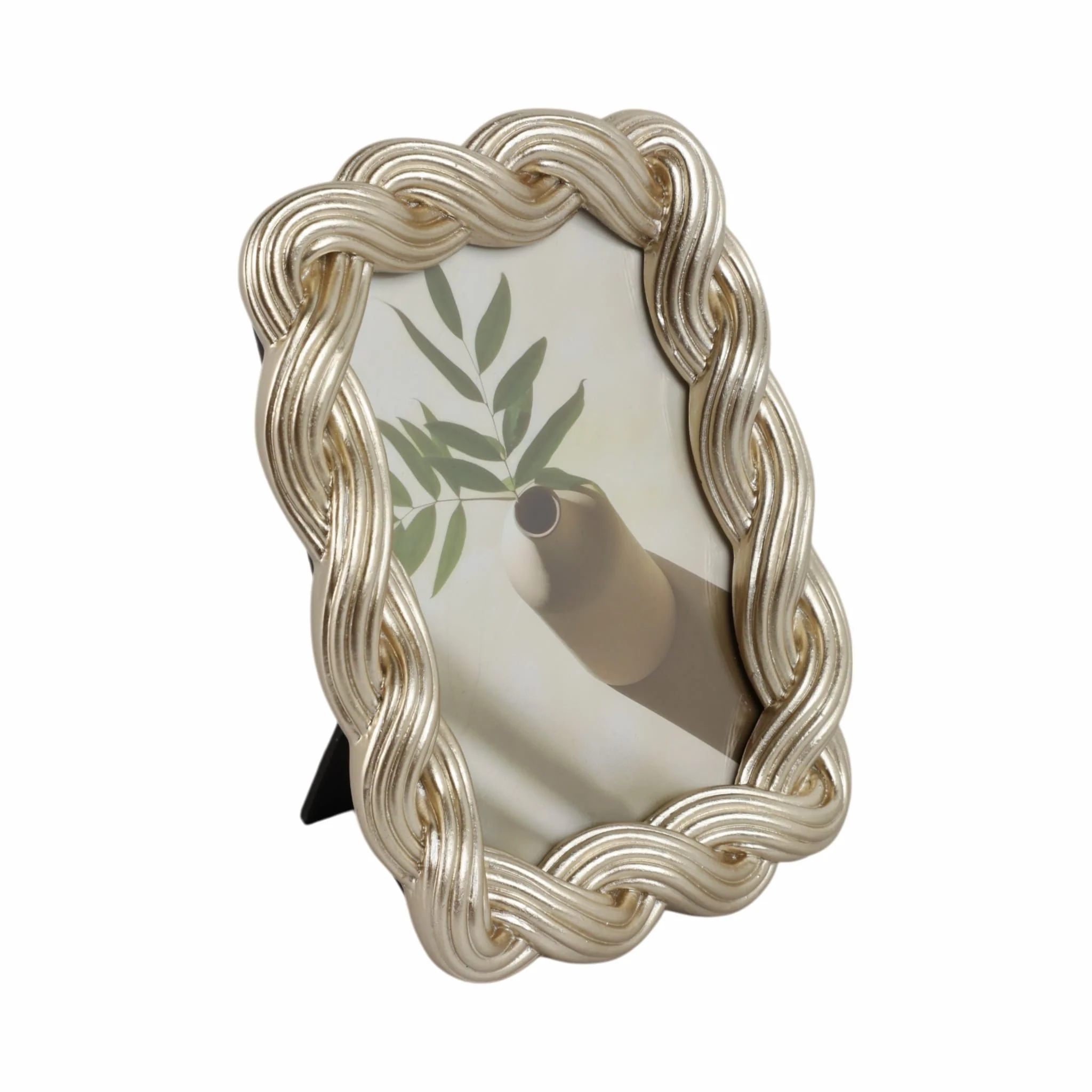 4x6 Polyresin Twisted Rope Photo Frame, Gold - Image 2