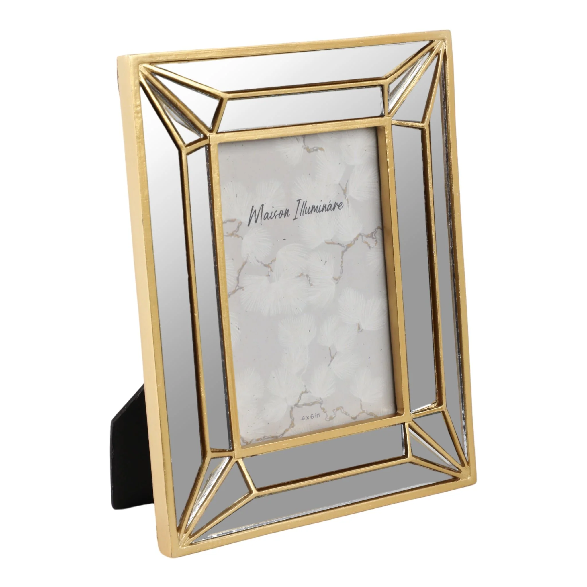 4x6 Resin Deco Mirrored Border Photo Frame, Gold - Image 2