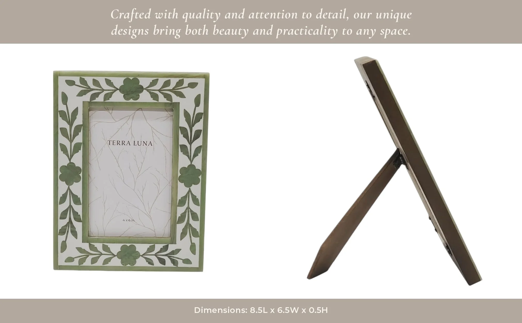 4x6 Sage Green Petals Photo Frame, White/green - Image 12