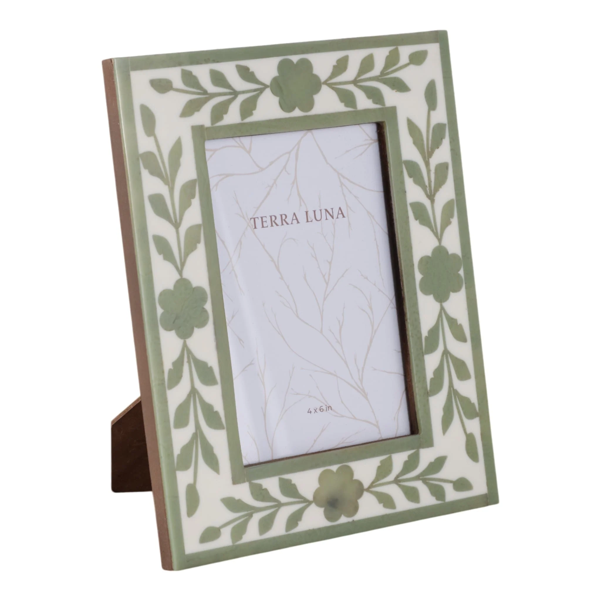 4x6 Sage Green Petals Photo Frame, White/green - Image 2