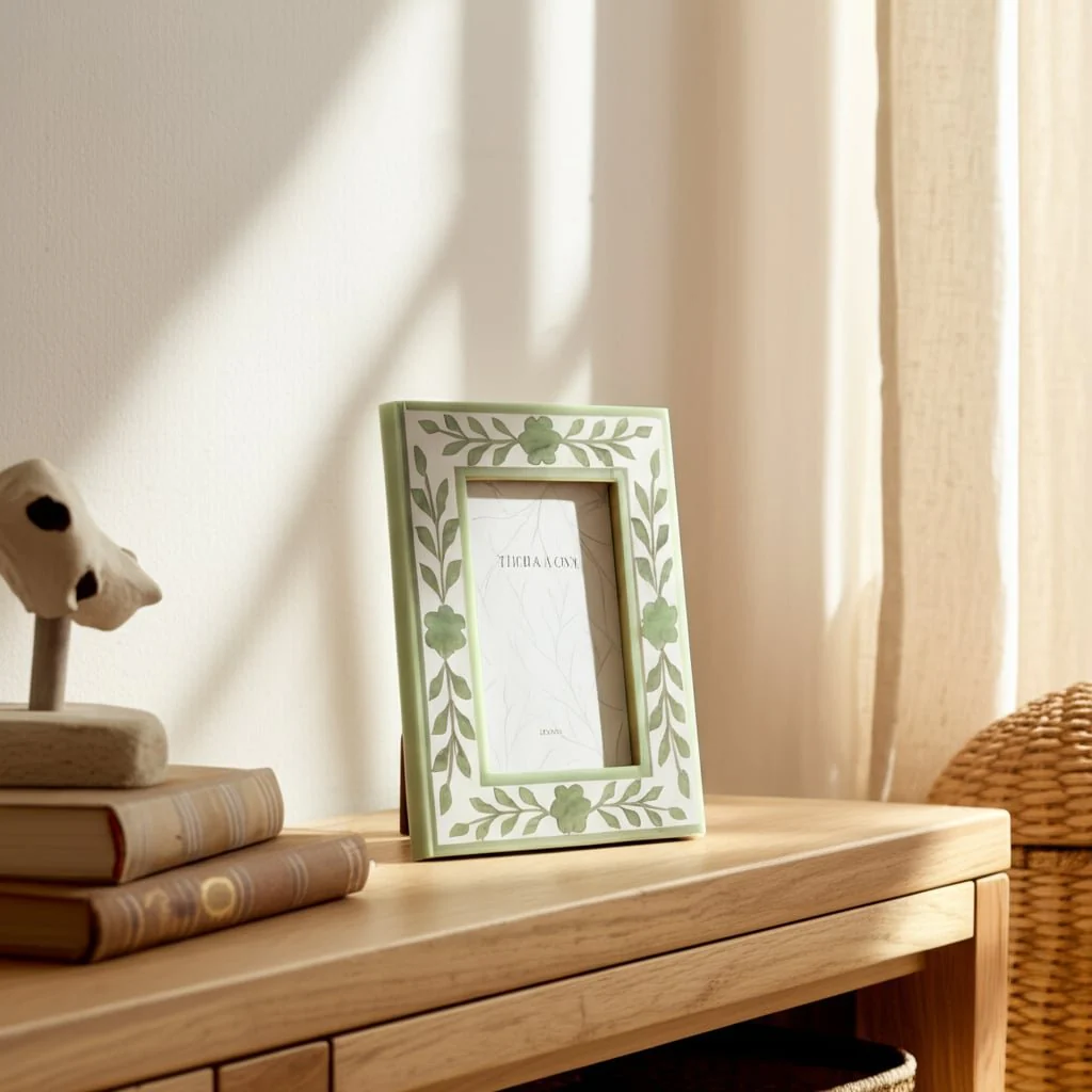 4x6 Sage Green Petals Photo Frame, White/green - Image 9