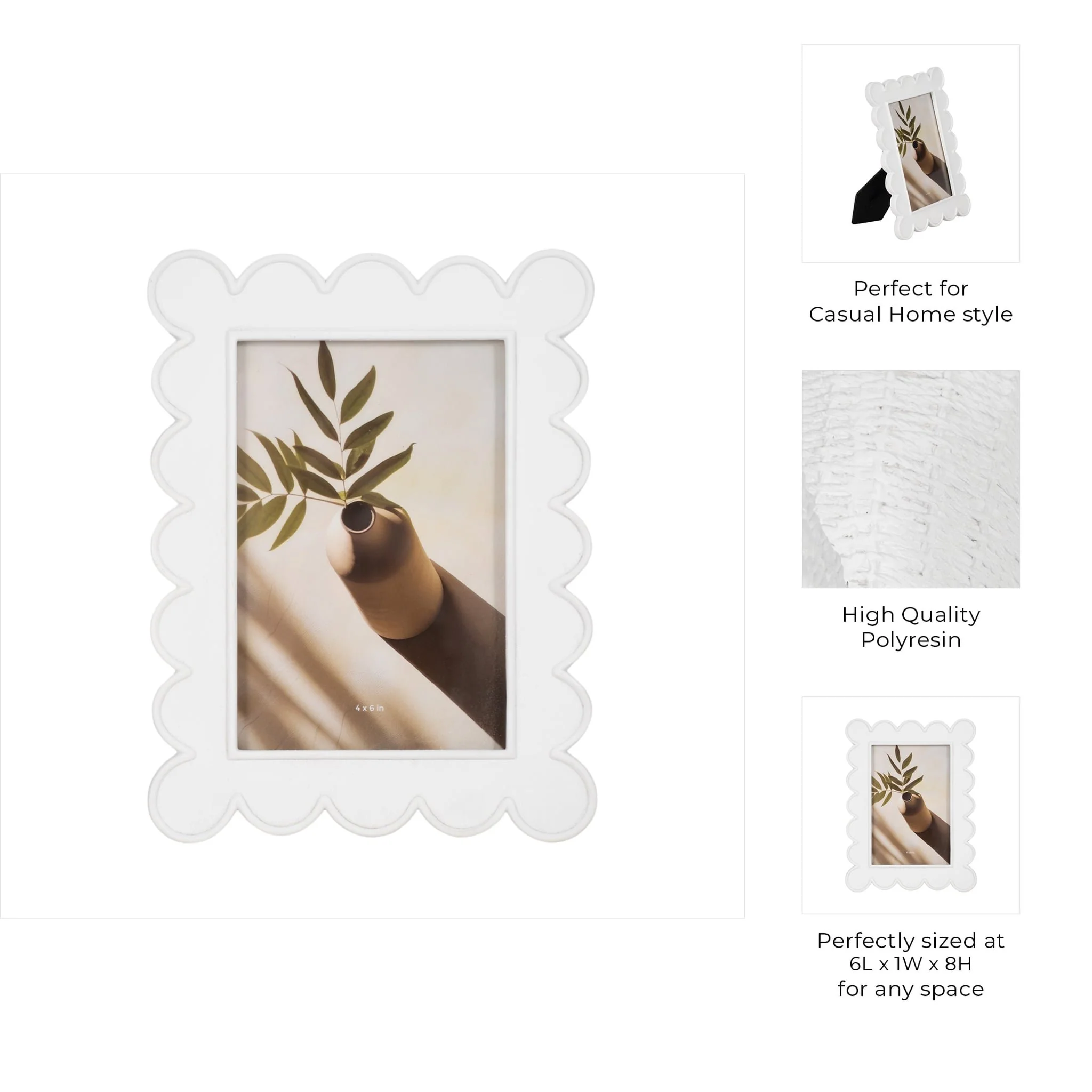 4x6 Scallop Edge Photo Frame, White - Image 8