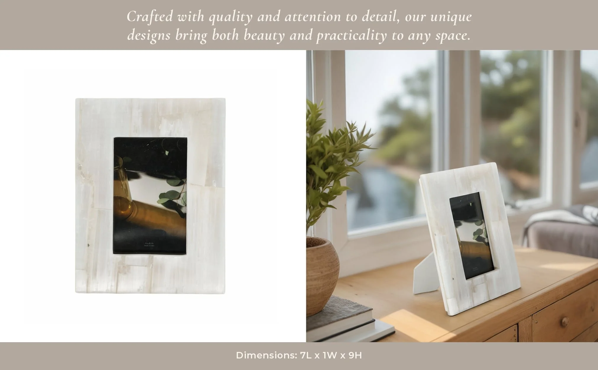 4x6 Selenite Photo Frame, White - Image 10