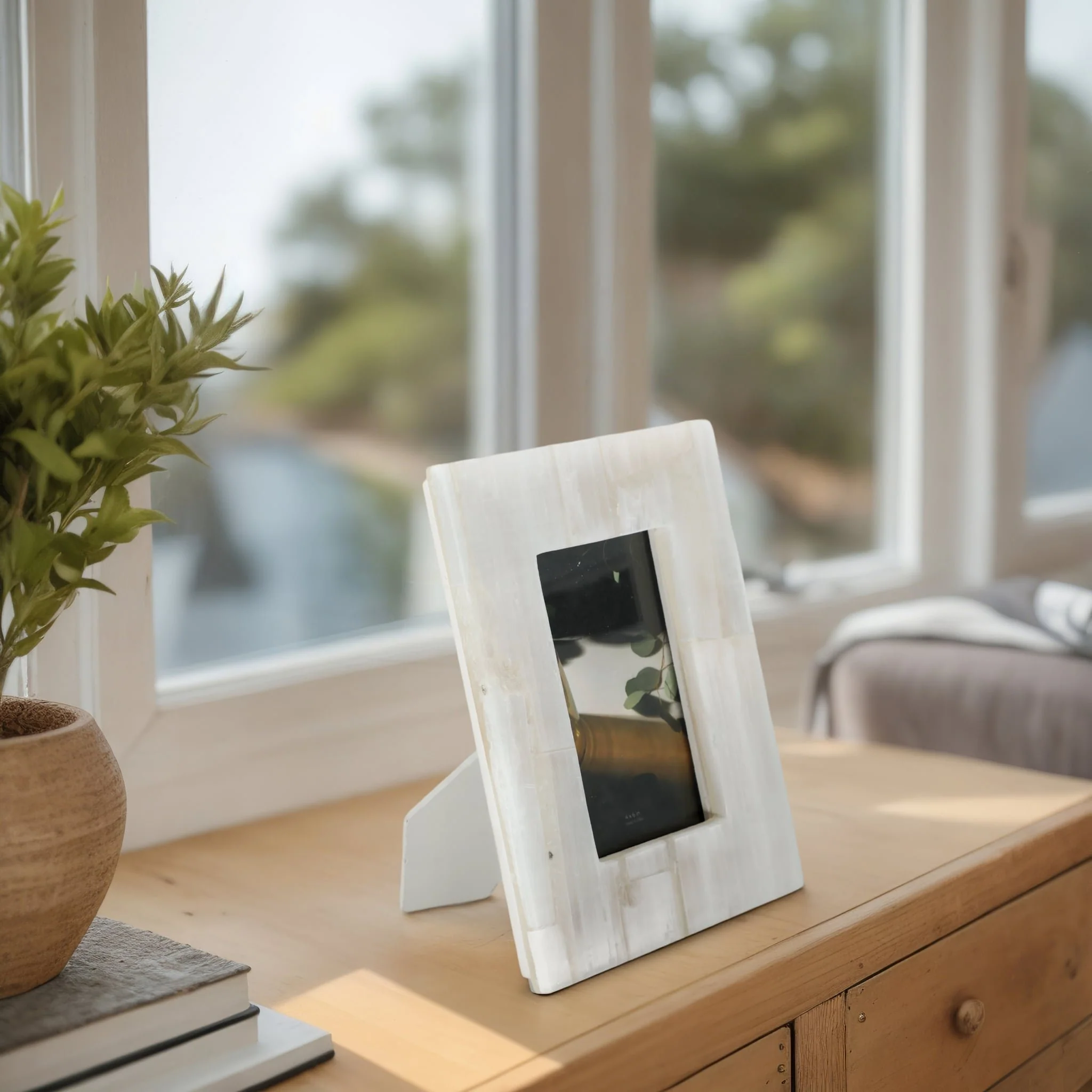 4x6 Selenite Photo Frame, White - Image 9