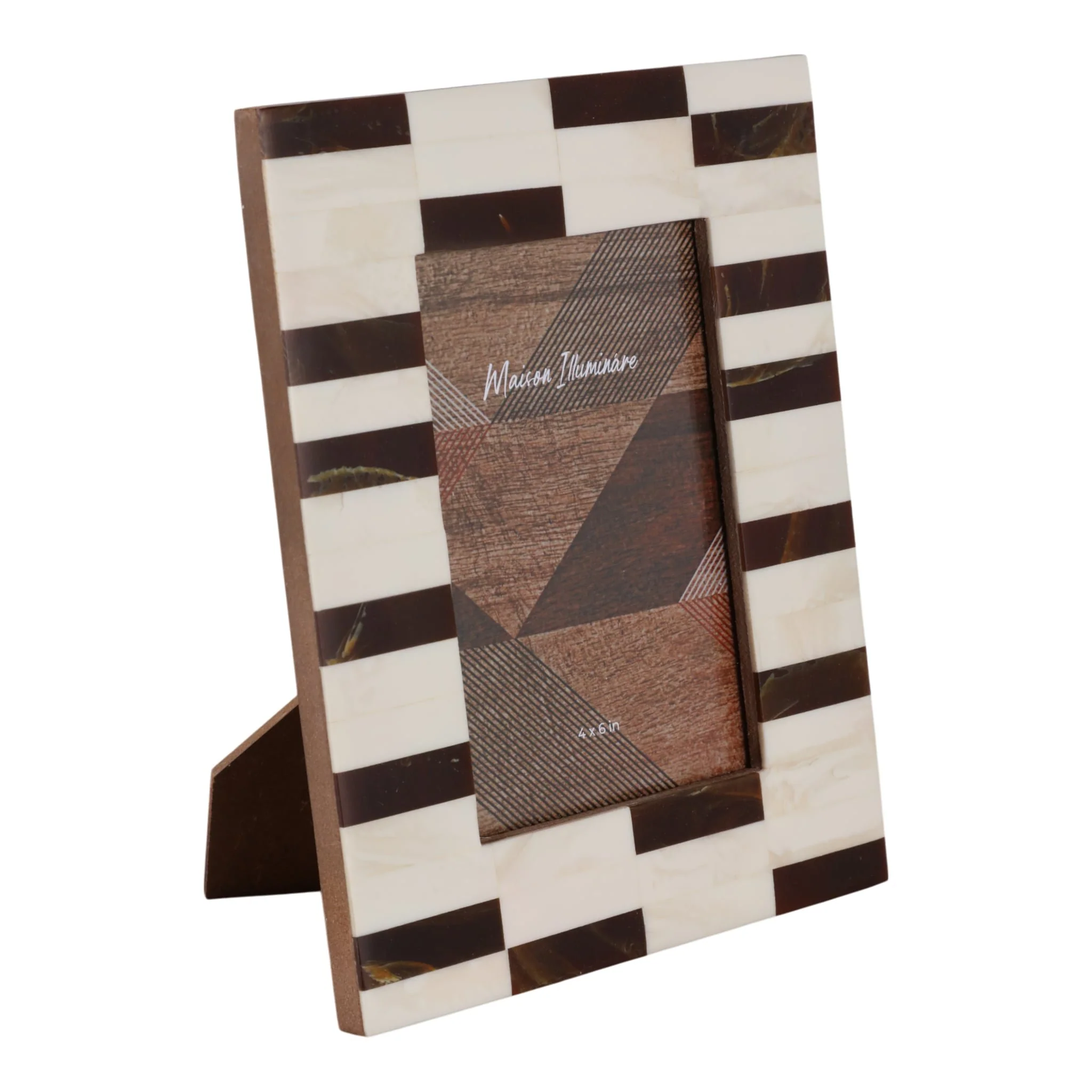 4x6 Small Stripe Photo Frame, Brown/ivory - Image 2