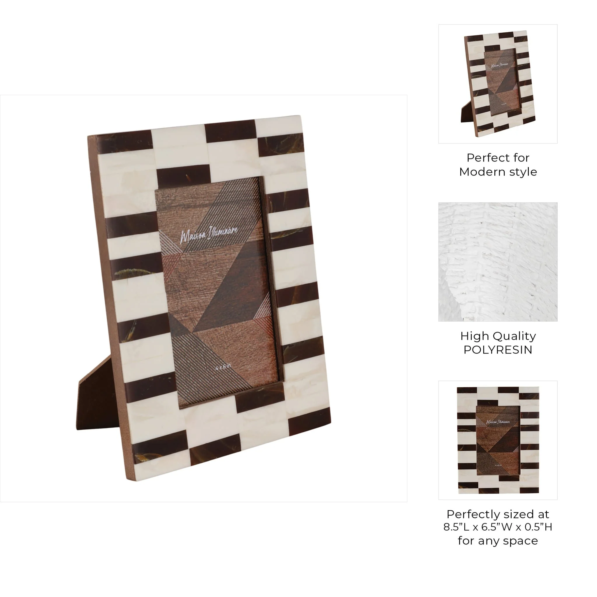 4x6 Small Stripe Photo Frame, Brown/ivory - Image 8