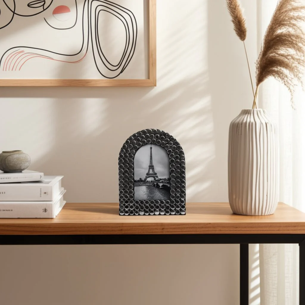 4x6 Studded Arch Photo Frame, Silver/black - Image 10