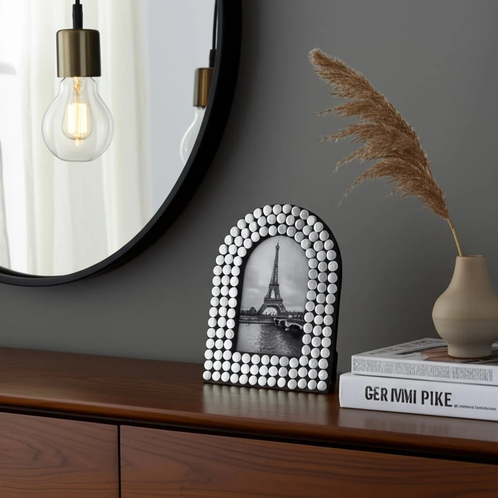 4x6 Studded Arch Photo Frame, Silver/black - Image 11